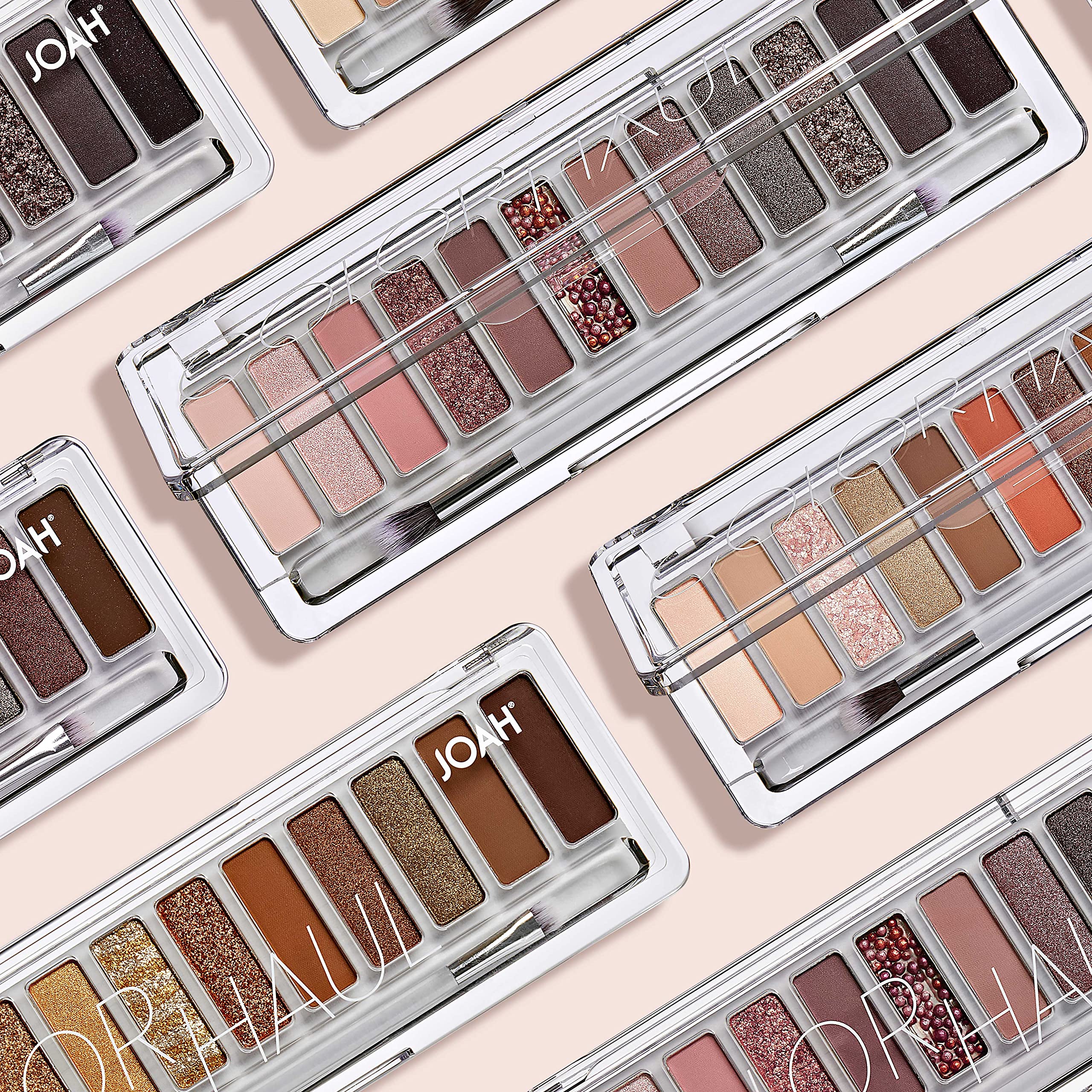 JOAH Color Haul Eyeshadow Palette, Travel Size Eye Makeup Kit, Matte & Shimmer Eyeshadow, Korean Makeup, 12 Highly Pigmented, Super Bendable Soft & Deep Colors, Includes Brush, Smokeshow