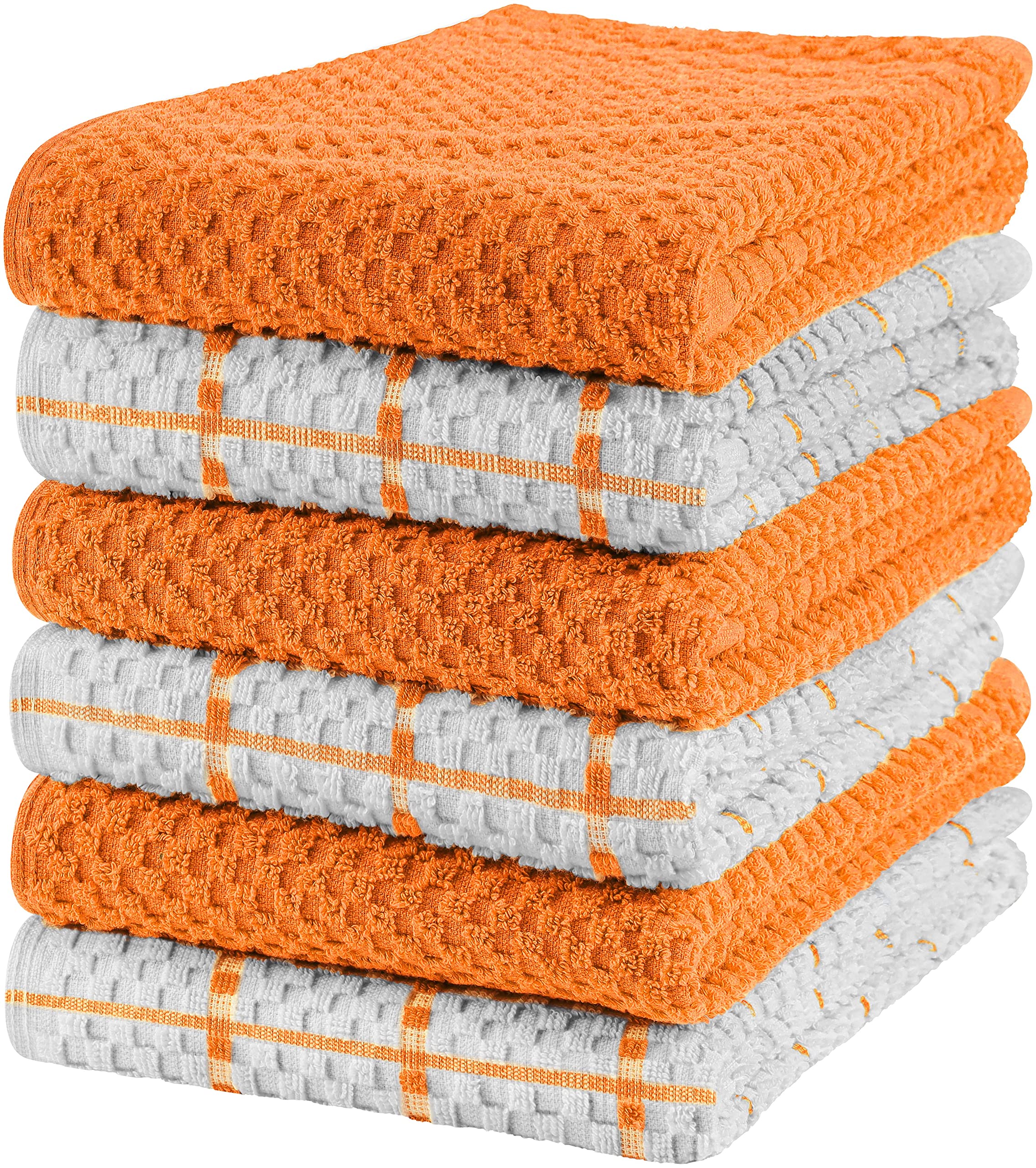 Utopia Towels Kitchen Towels [6 Pack], 15 x 25 Inches, 100% Ring Spun Cotton Super Soft and Absorbent Dish Towels, Tea Towels and Bar Towels (Orange)