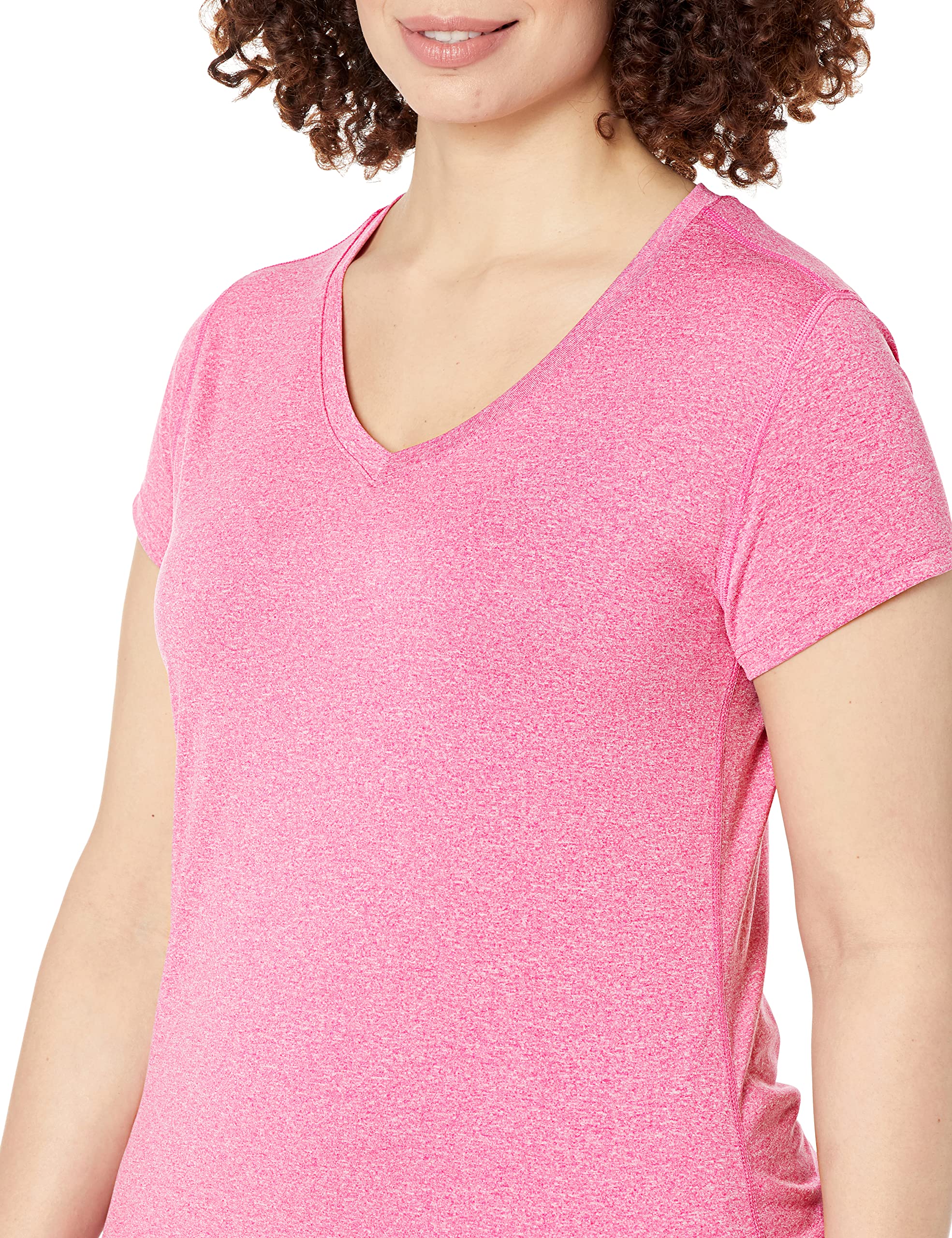 Hanes Women's Sport Performance V-Neck Tee, Amaranth Heather, Medium