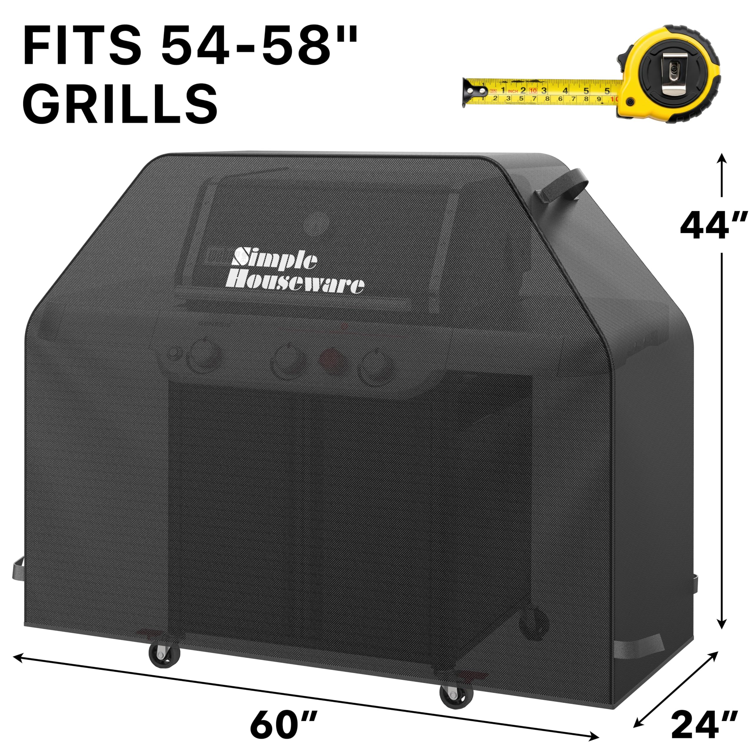 Simple Houseware 60 in. Heavy-Duty BBQ Gas Grill Cover, 600D Polyester Waterproof, Weather-Resistant