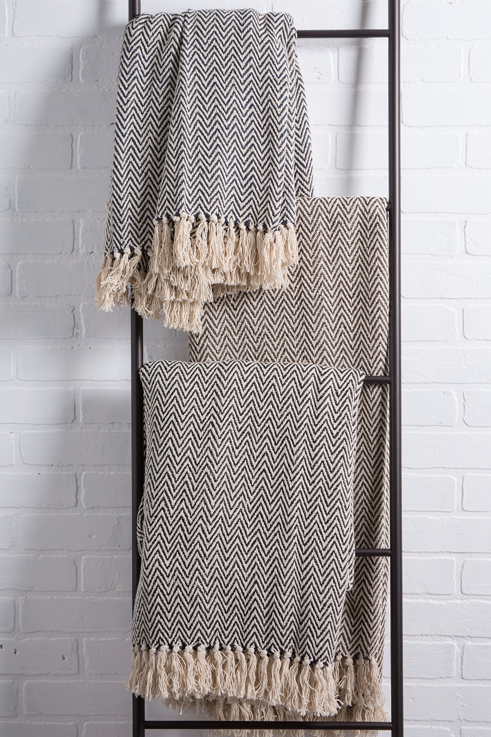 DII Chevron Throw Collection Handloomed Cotton, 50x60, Eggplant