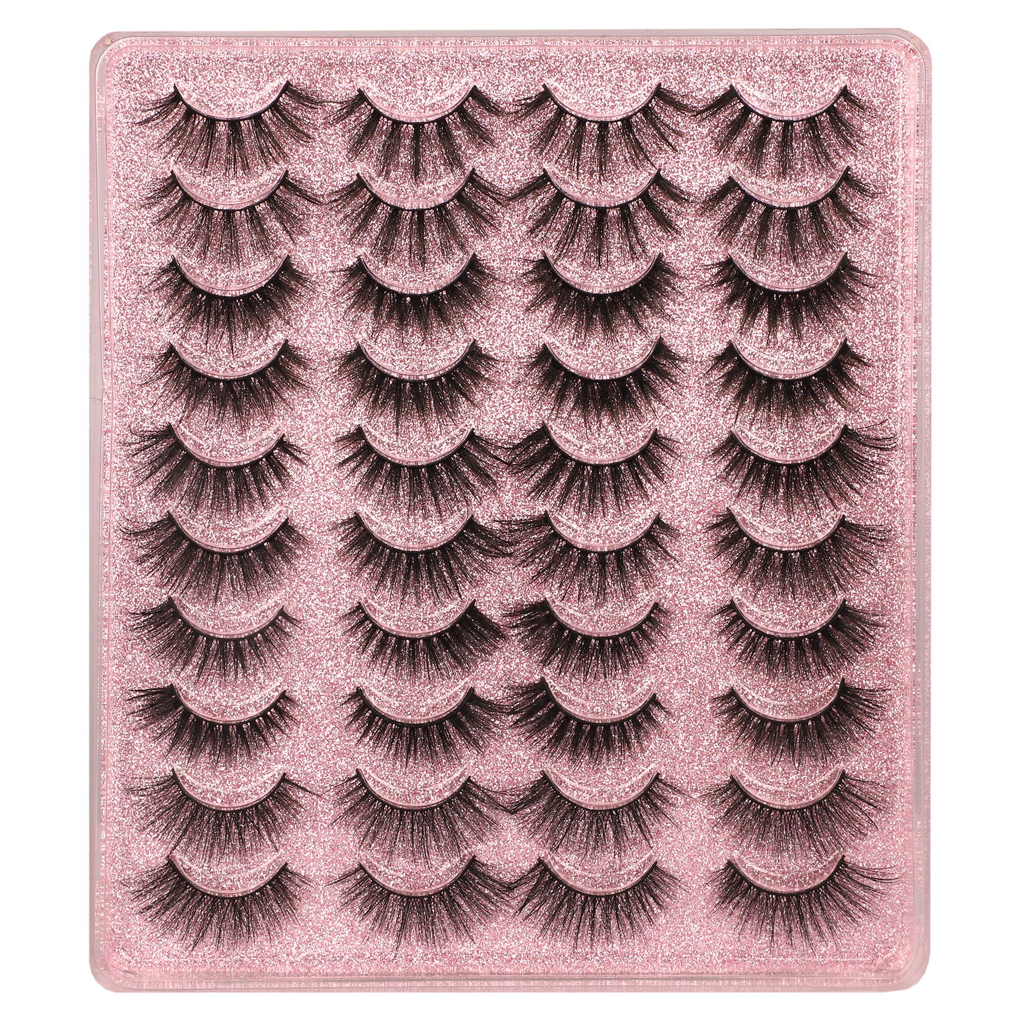 20 Pairs False Eyelashes 3D Faux Mink Lashes Natural Look Wispy Fake Eyelashes ALPHONSE 16-20MM Fluffy Volume Long Thick Lashes Pack 5 Styles Mixed