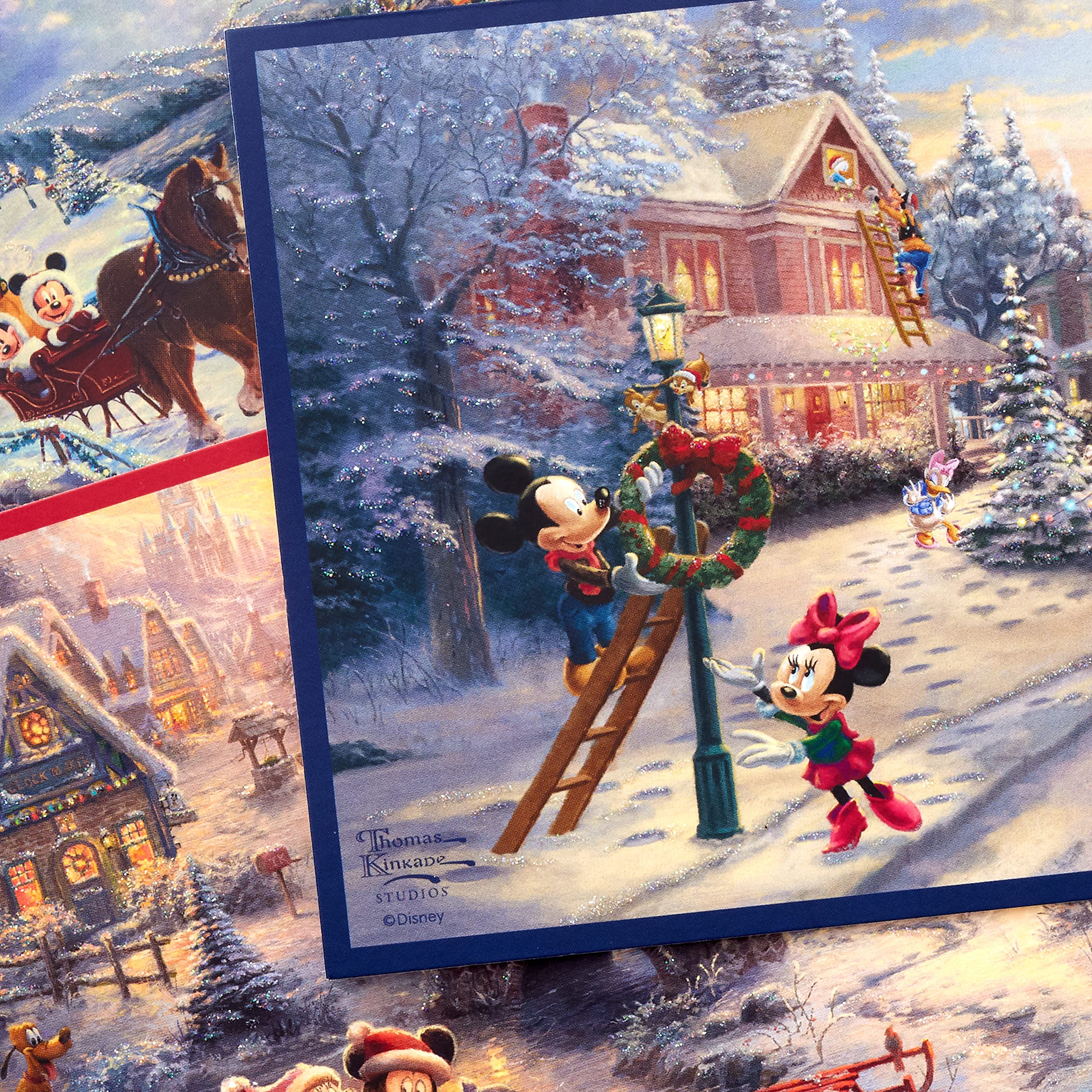 Hallmark Thomas Kinkade Boxed Christmas Cards Assortment, Mickey Mouse (3 Designs, 24 Cards with Envelopes)