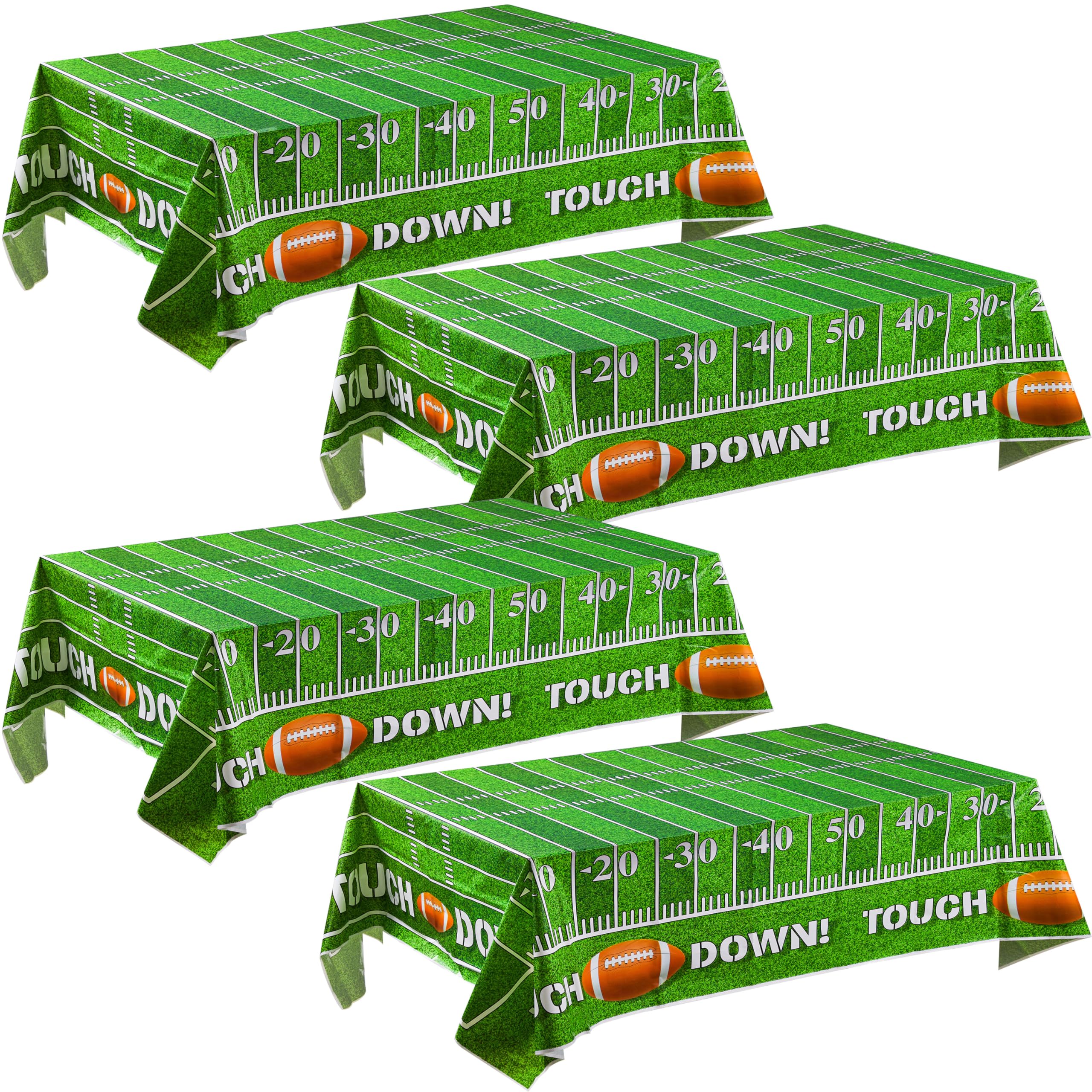 JOYIN 4 Pack Game Day Football Tablecloth Table Cover Touchdown Party Decorations Football Party Supplies (54x72 Inches)