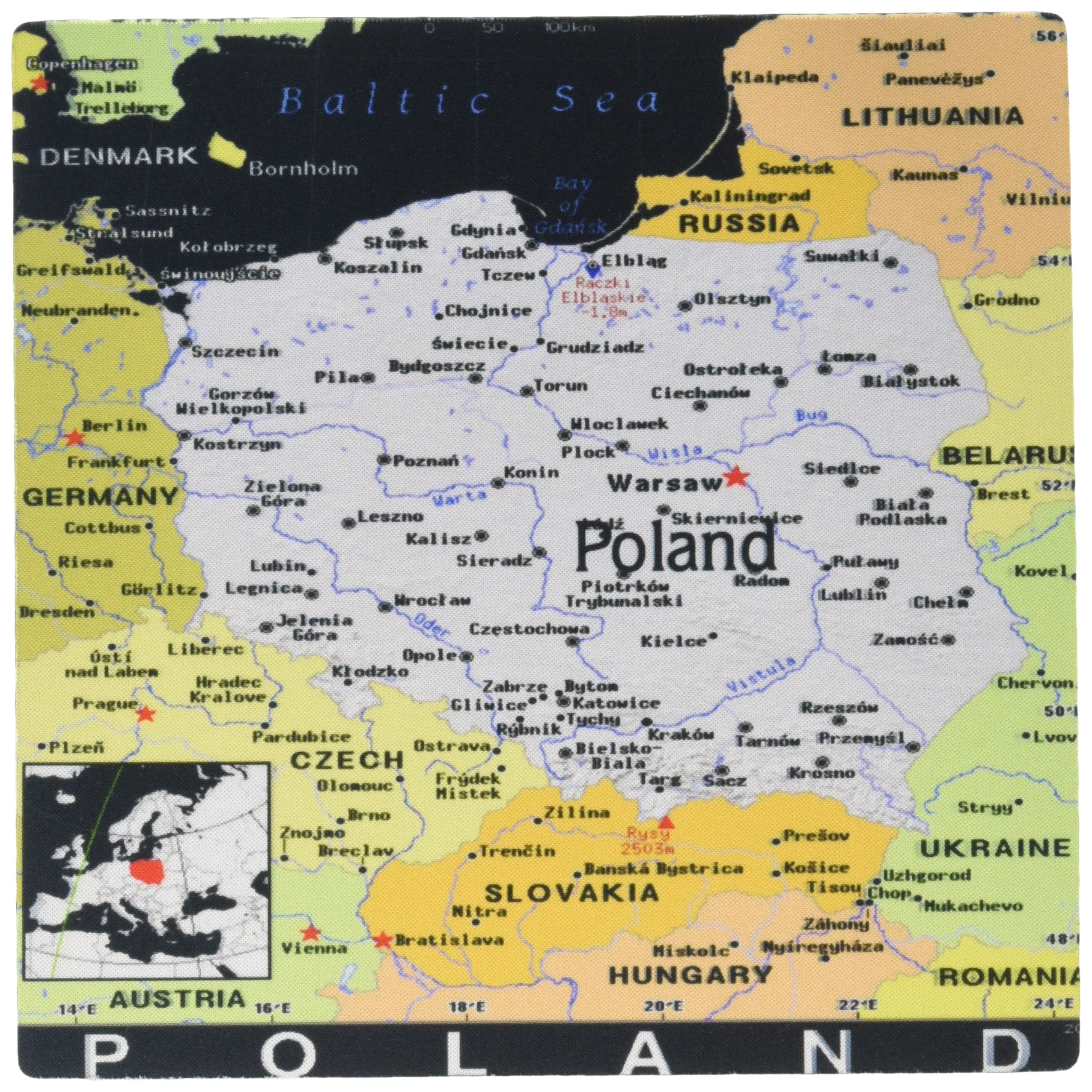 3dRose Modern Map of Poland in Vivid Color Mouse Pad (mp_160222_1)