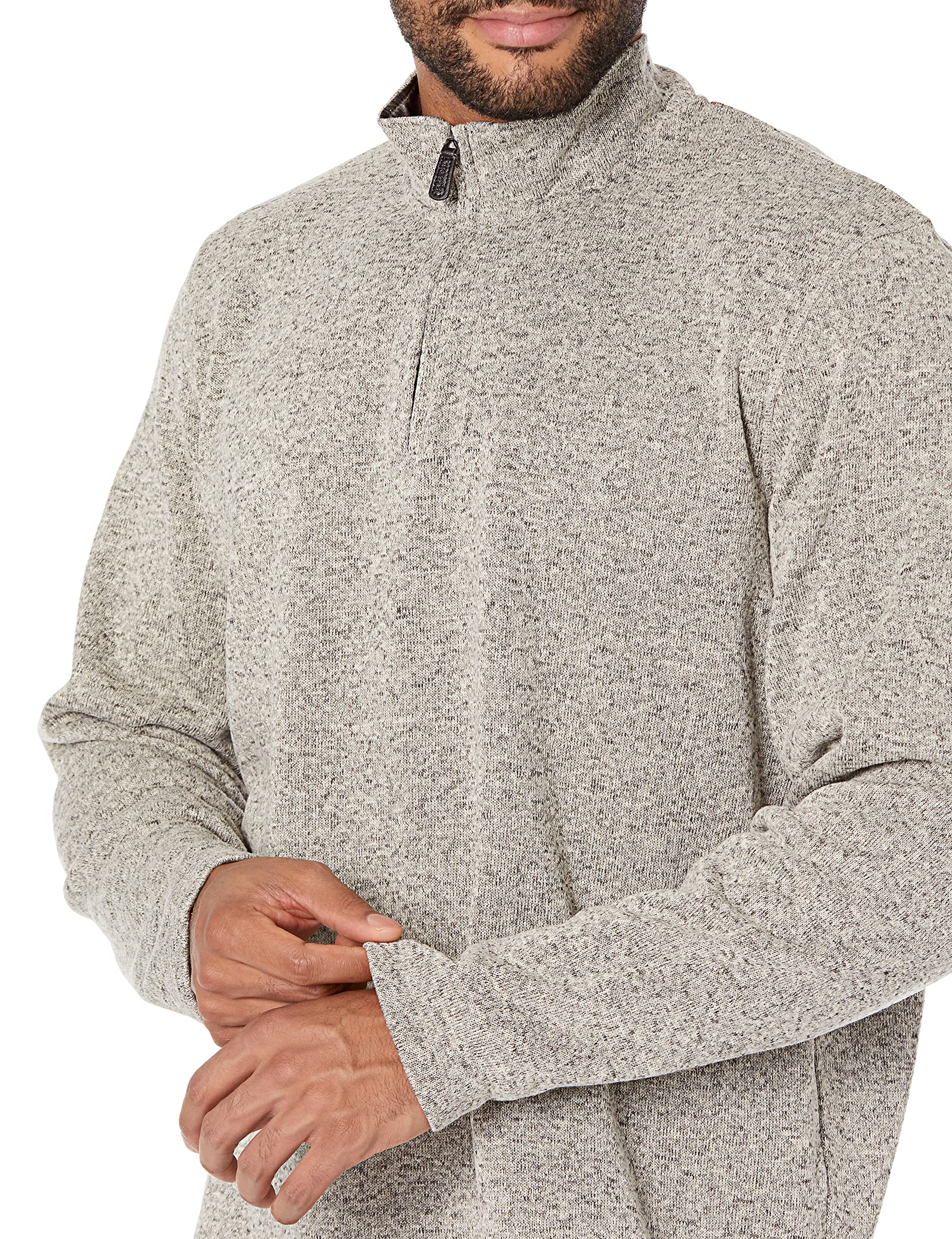 Wrangler Authentics Men's Long Sleeve Fleece Quarter-Zip, Light Heather Gray, Medium