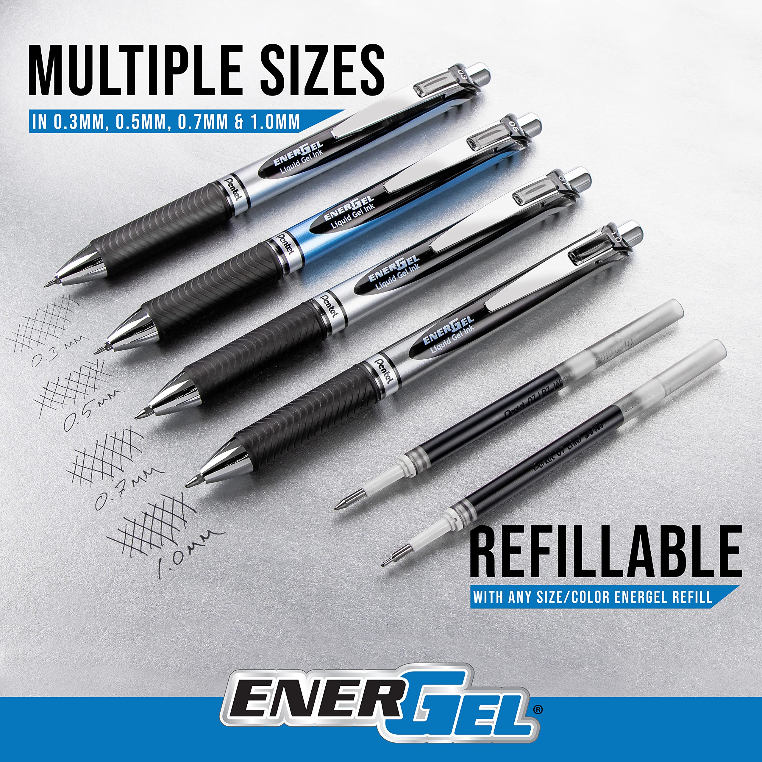 Pentel® EnerGel™ Inspire Pens, Medium Point, 0.7 mm, White Barrel, Black Ink, Pack Of 6 Pens