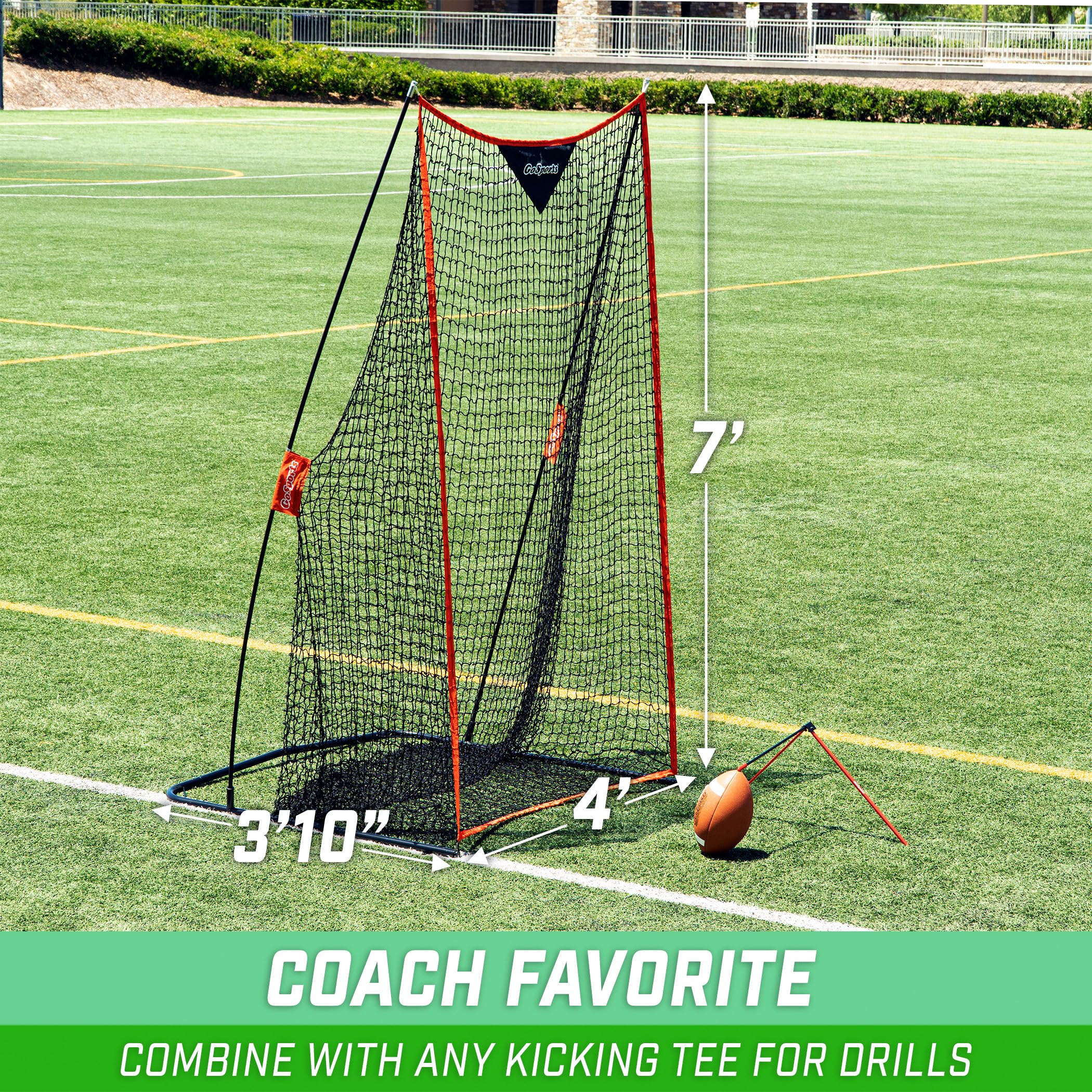 GoSports Football 7 ft x 4 ft Kicking Net - Sideline Practice for Punting or Place Kicks, Ultra-Portable Design with Weighted Sandbag