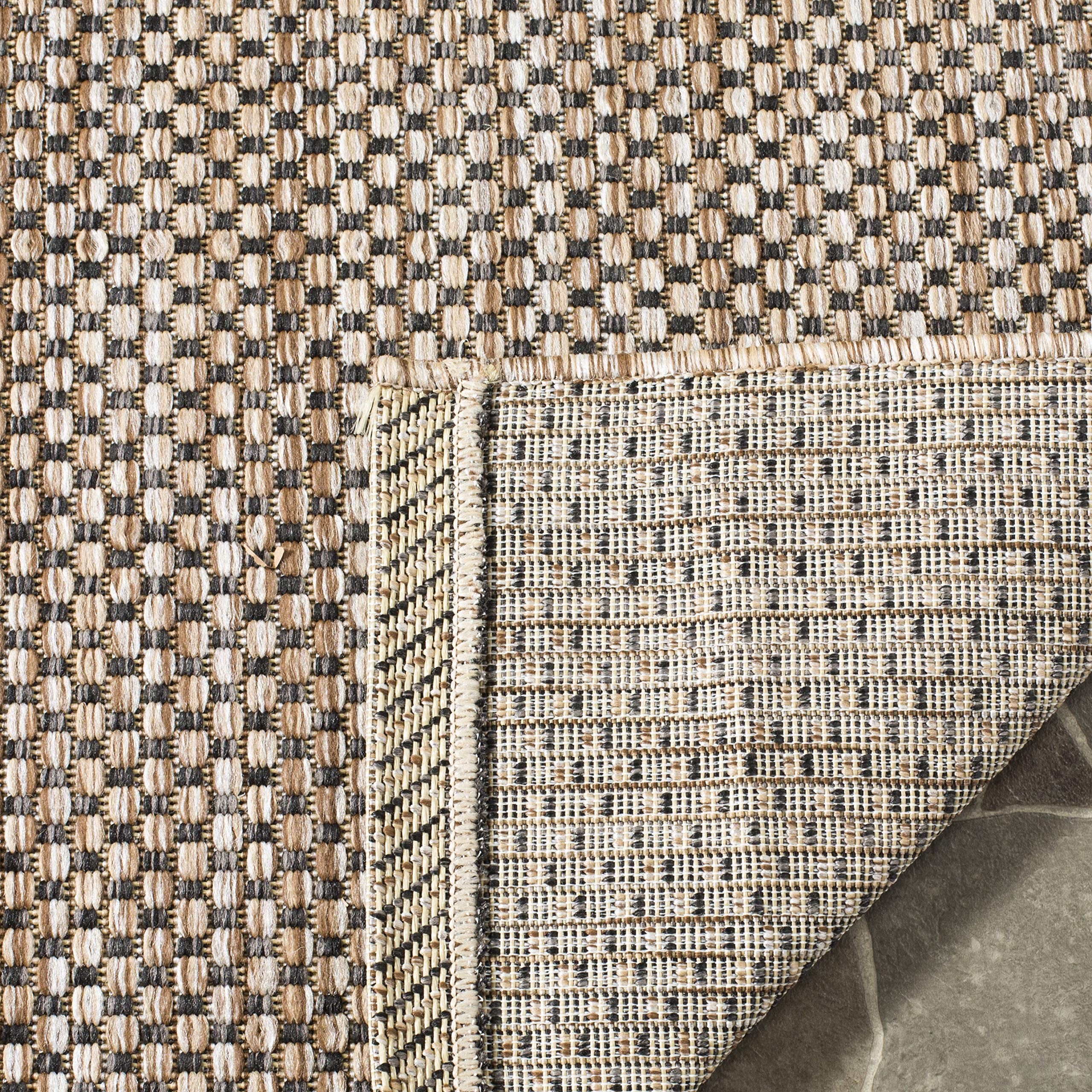 SAFAVIEH Courtyard Collection Area Rug - 5'3" x 7'7", Natural & Black, Non-Shedding & Easy Care, Indoor/Outdoor & Washable-Ideal for Patio, Backyard, Mudroom (CY8521-37312)
