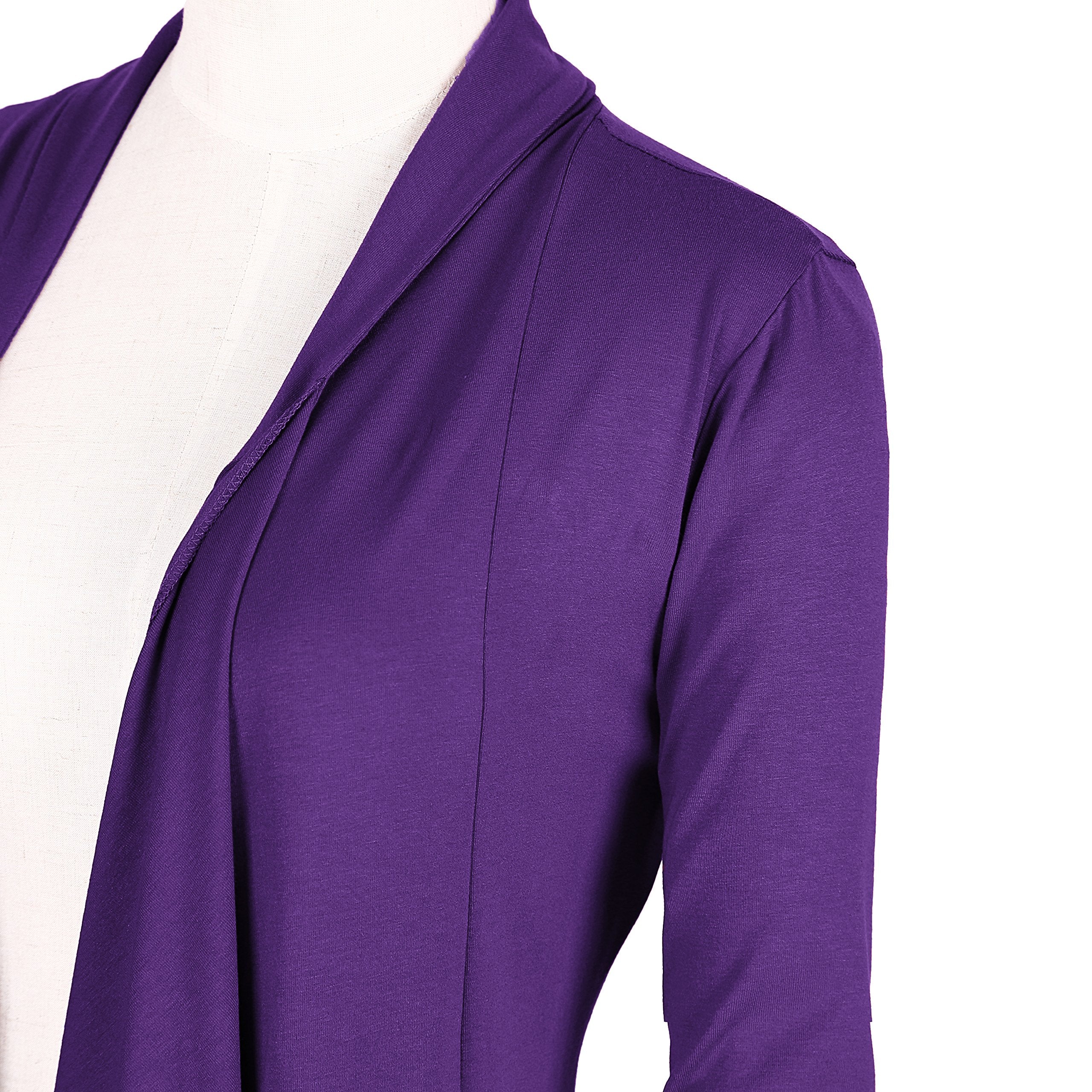 Urban CoCo Women's Drape Front Open Cardigan Long Sleeve Irregular Hem (XL, Purple)