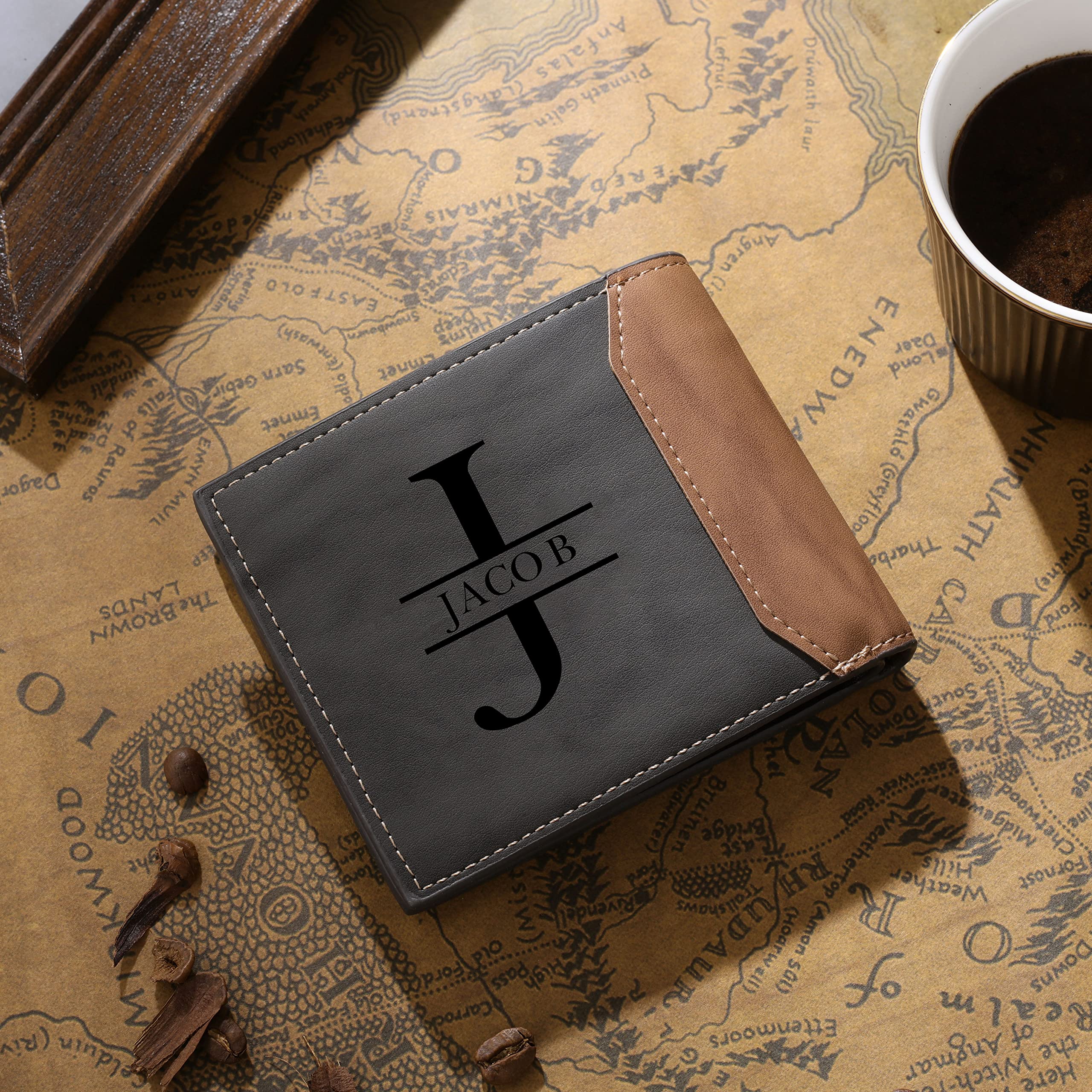 Nameinhea Custom Wallets for Men Personalized Photo Wallet for Men Engraved Wallets Personalized Gifts for Dad Husband Son,Valentines Day Gifts for Him (Custom Wallet -1)