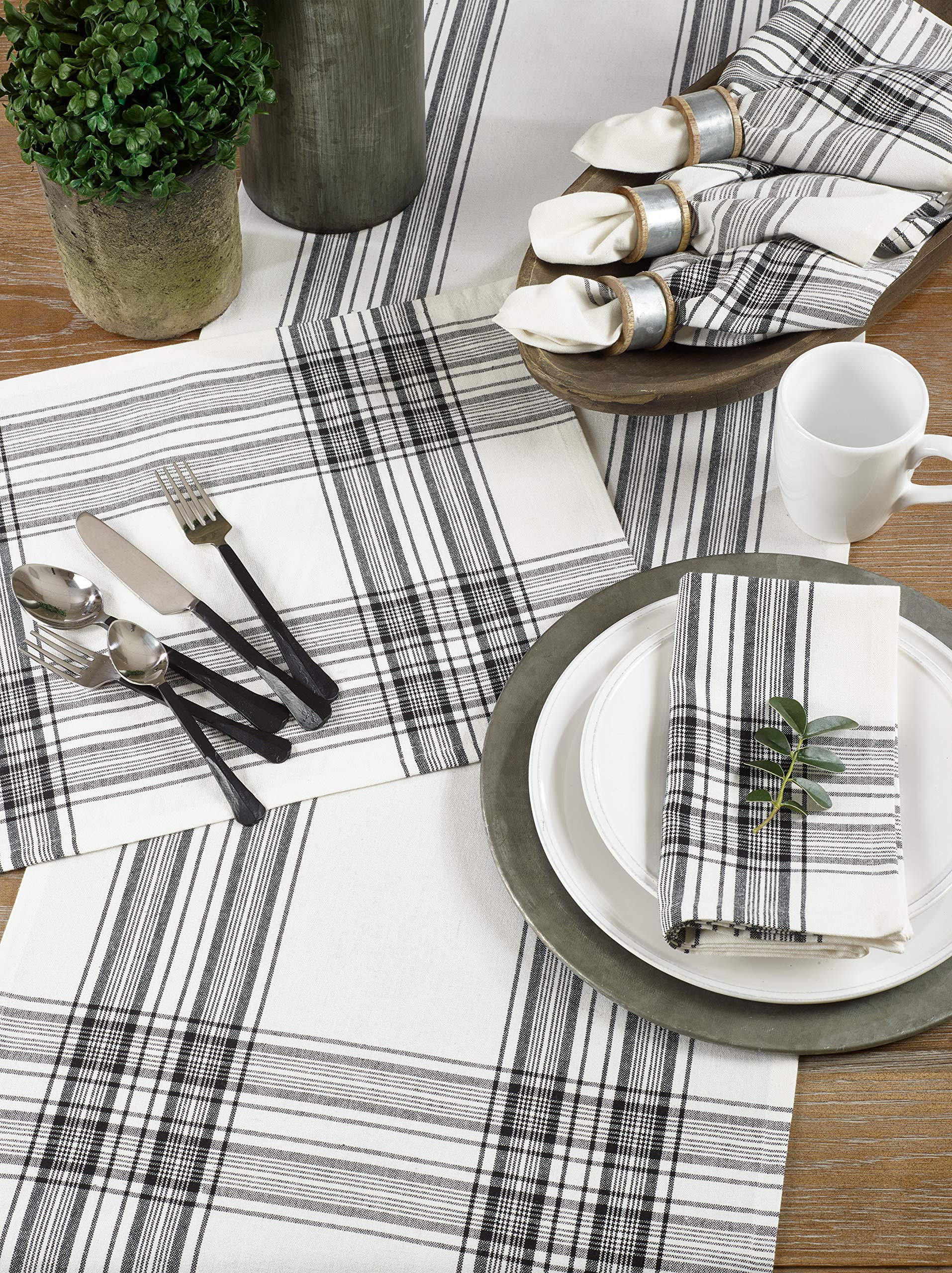 Plaid Pattern Cotton Table Runner