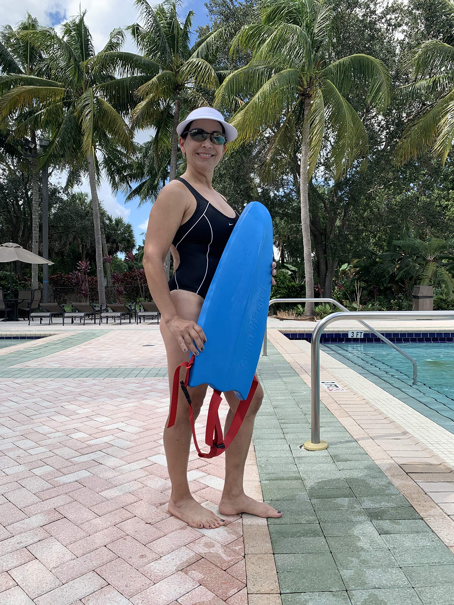 Swim Fit Board - Adult One-Size Personal EVA Foam Kickboard with Straps for Water Exercise & Pool Training - Ideal for Beginners or Experts