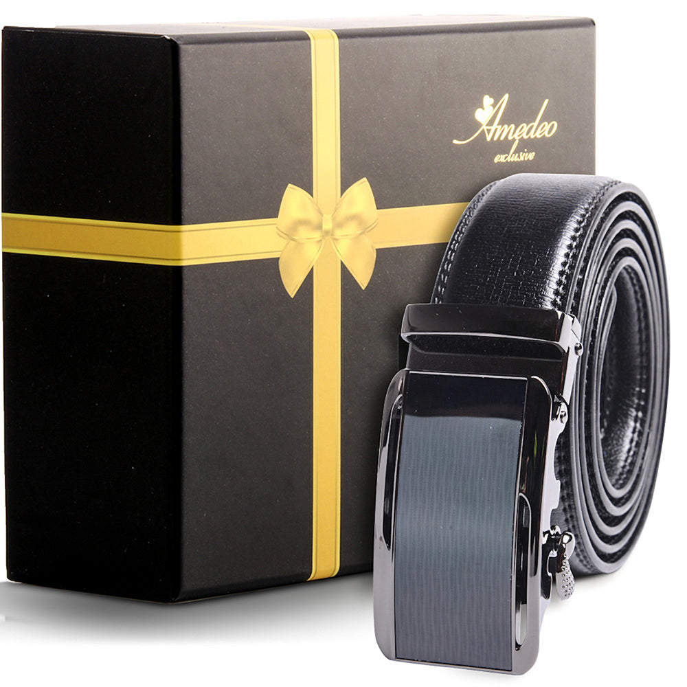 Men's Stainless Steel Belt with Black Buckle