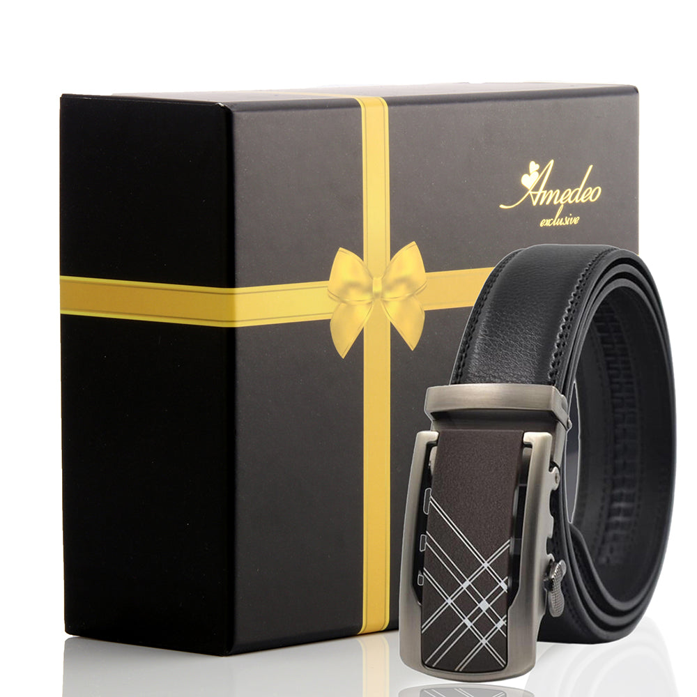 Men's Stainless Steel Belt with Silver & Black Buckle