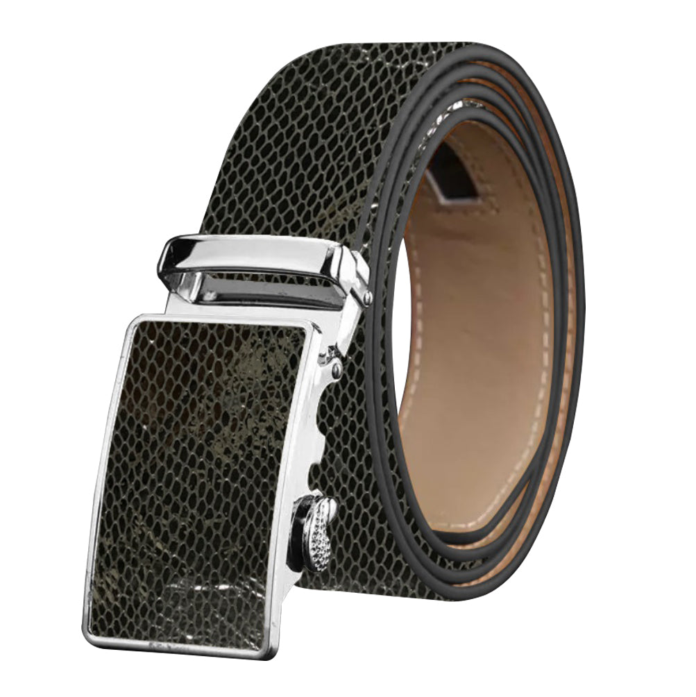 Men's Smart Ratchet No Holes Automatic Buckle Belt in Snake Skin -