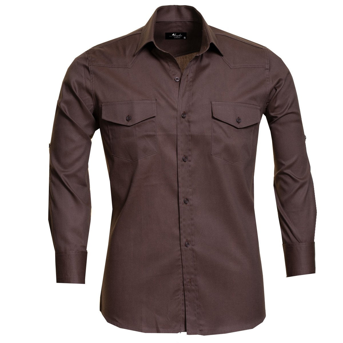 Dark Brown Mens Slim Fit Designer Dress Shirt - tailored Cotton Shirts