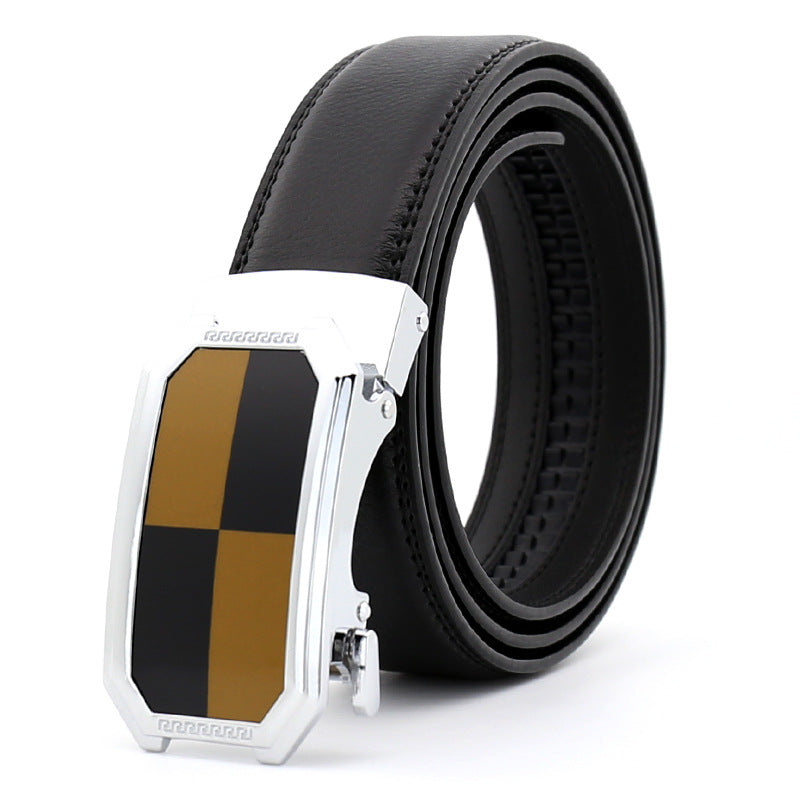 Men's Black Belt Brown Black Buckle Standard Leather