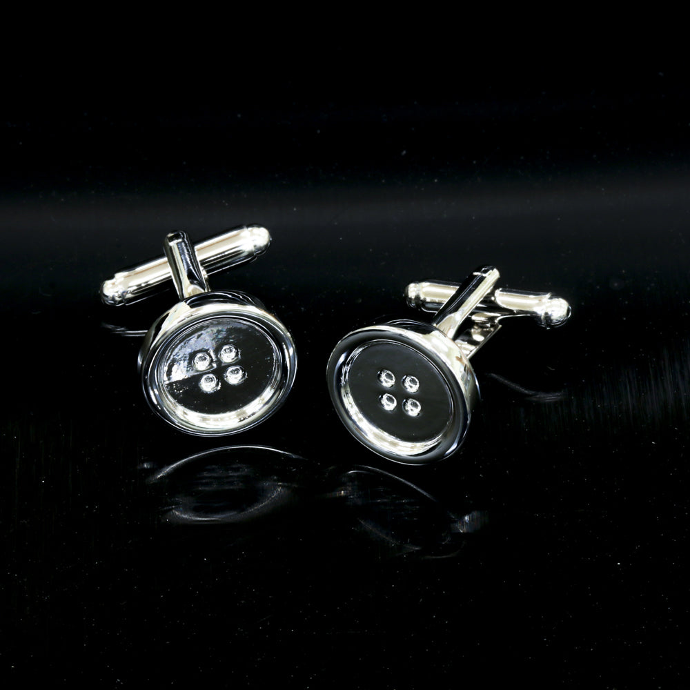 Silver Men's Stainless Steel Buttons Cufflinks for Shirt with Box