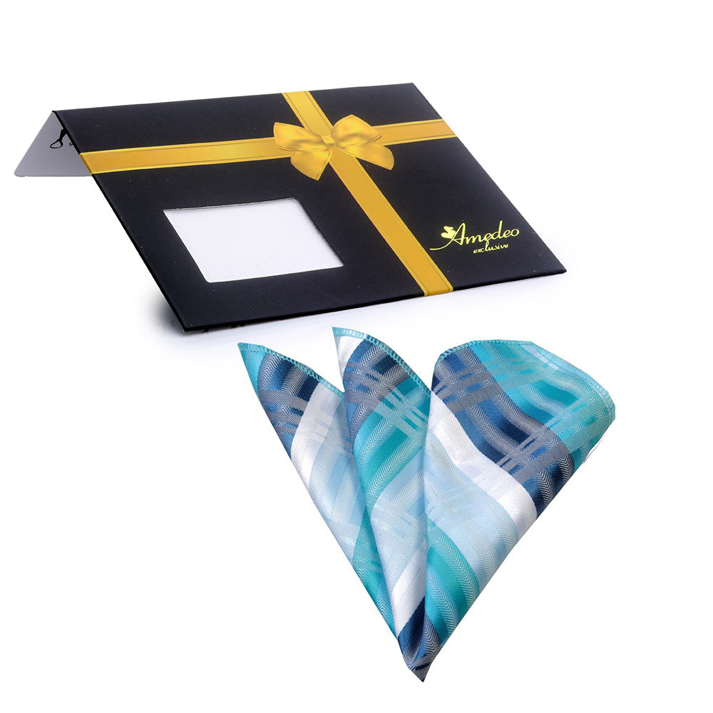 Multi Color Blue and White Premium Quality Men's Pocket Square Hanky