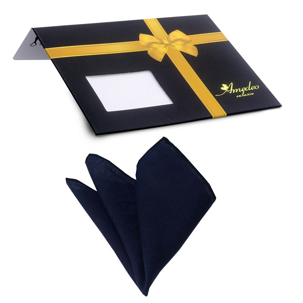 Navy Blue Mens Pocket Square - Premium Silk Handkerchiefs for Suits