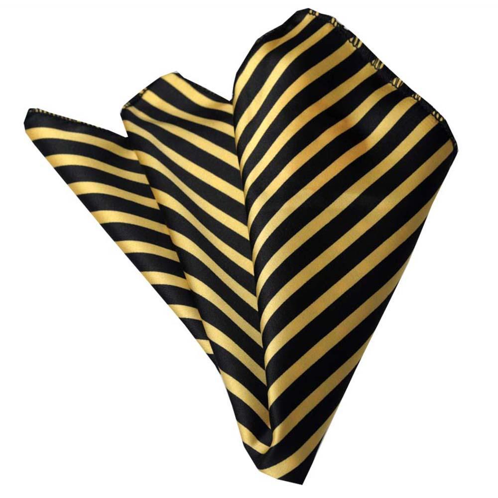 Black Yellow Stripes Mens Pocket Square - Premium Silk Handkerchiefs