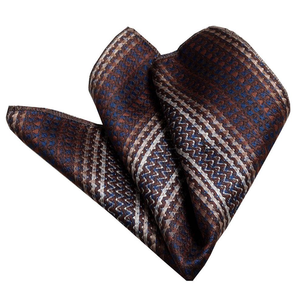 Brown Knitted Snowflakes Mens Pocket Square - Premium Silk