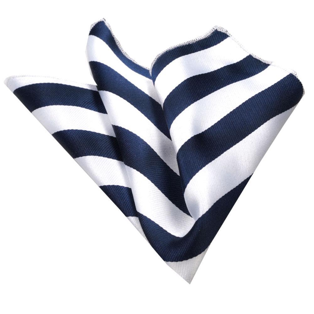 Blue White Stripes Mens Pocket Square - Premium Silk Handkerchiefs for