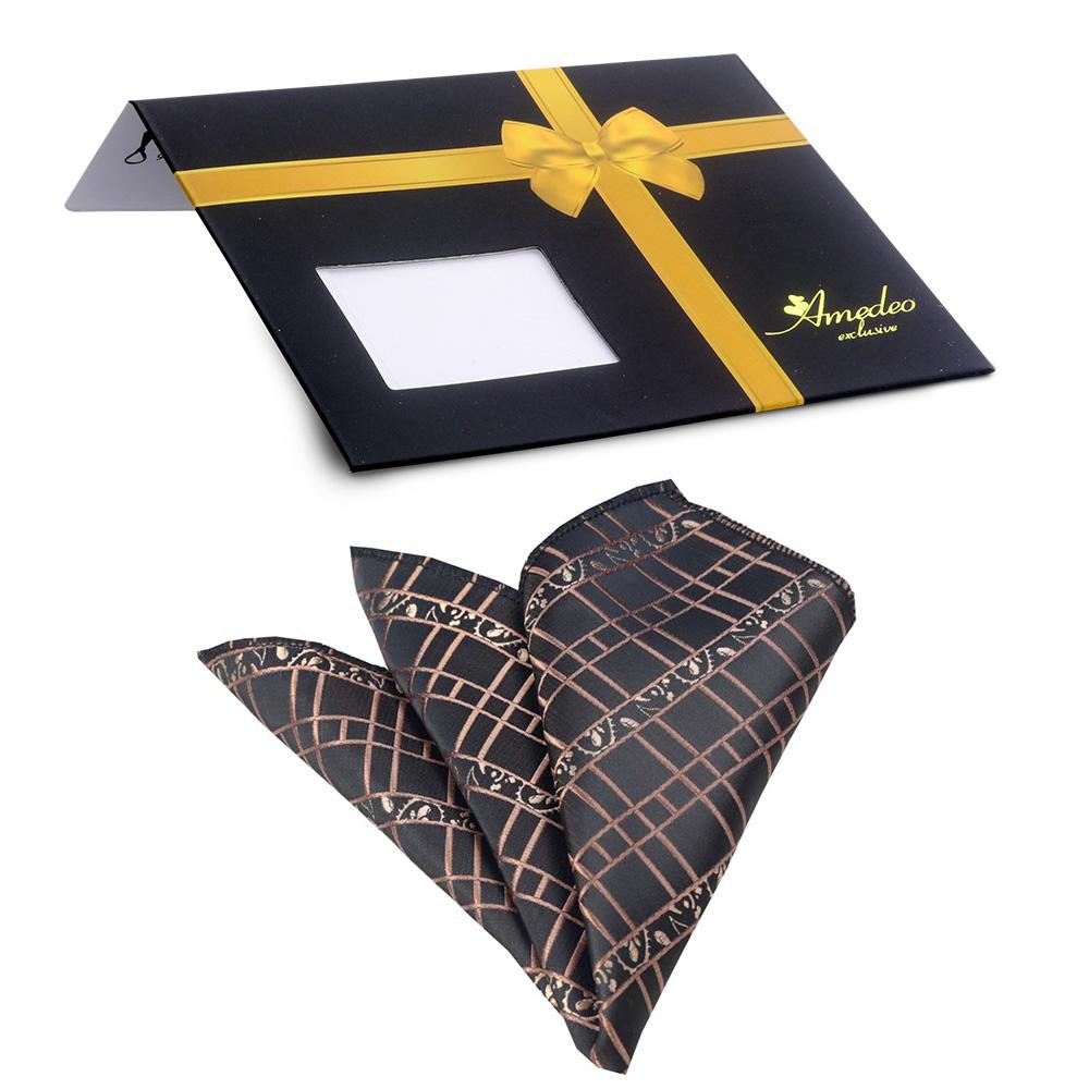 Brown Black Mens Pocket Square - Premium Silk Handkerchiefs for Suits