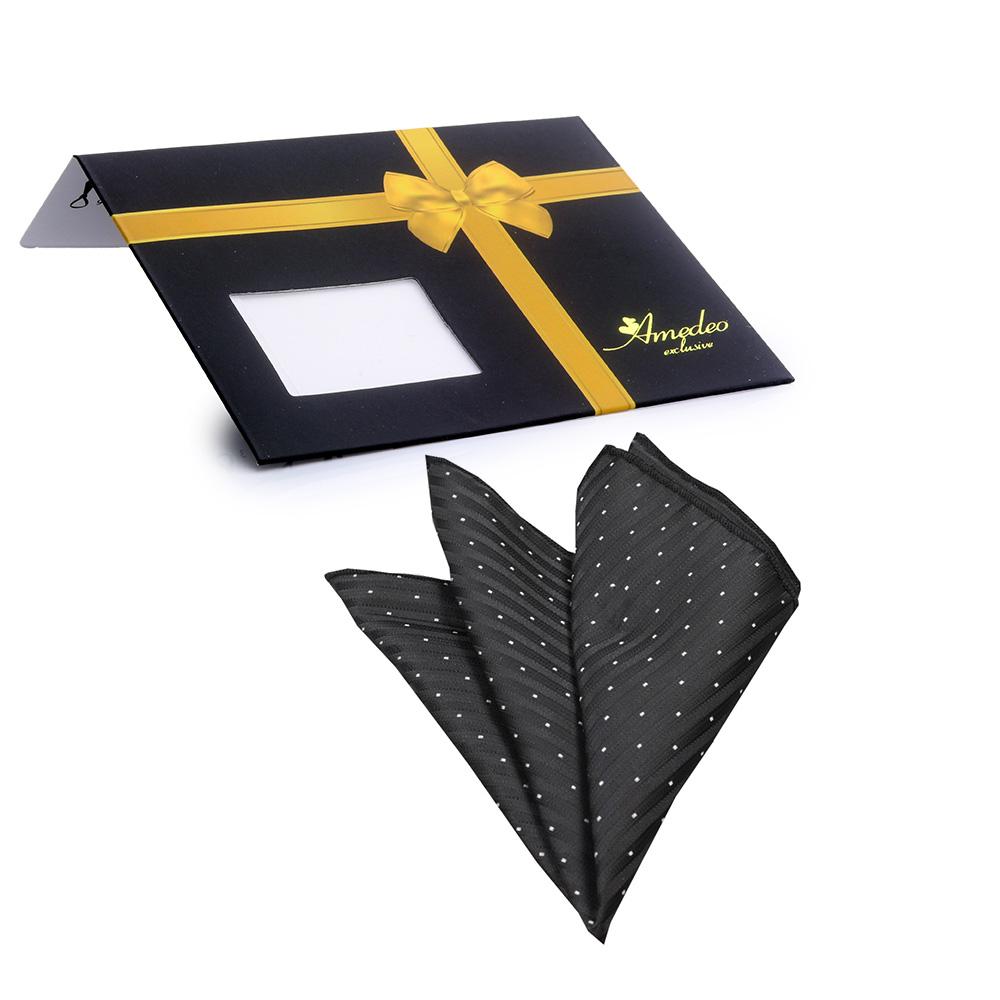 Black White Flakes Mens Pocket Square - Premium Silk Handkerchiefs for