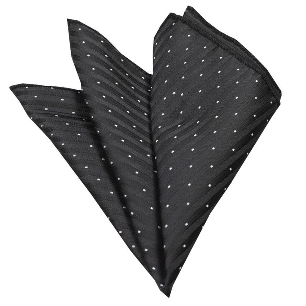 Black White Flakes Mens Pocket Square - Premium Silk Handkerchiefs for