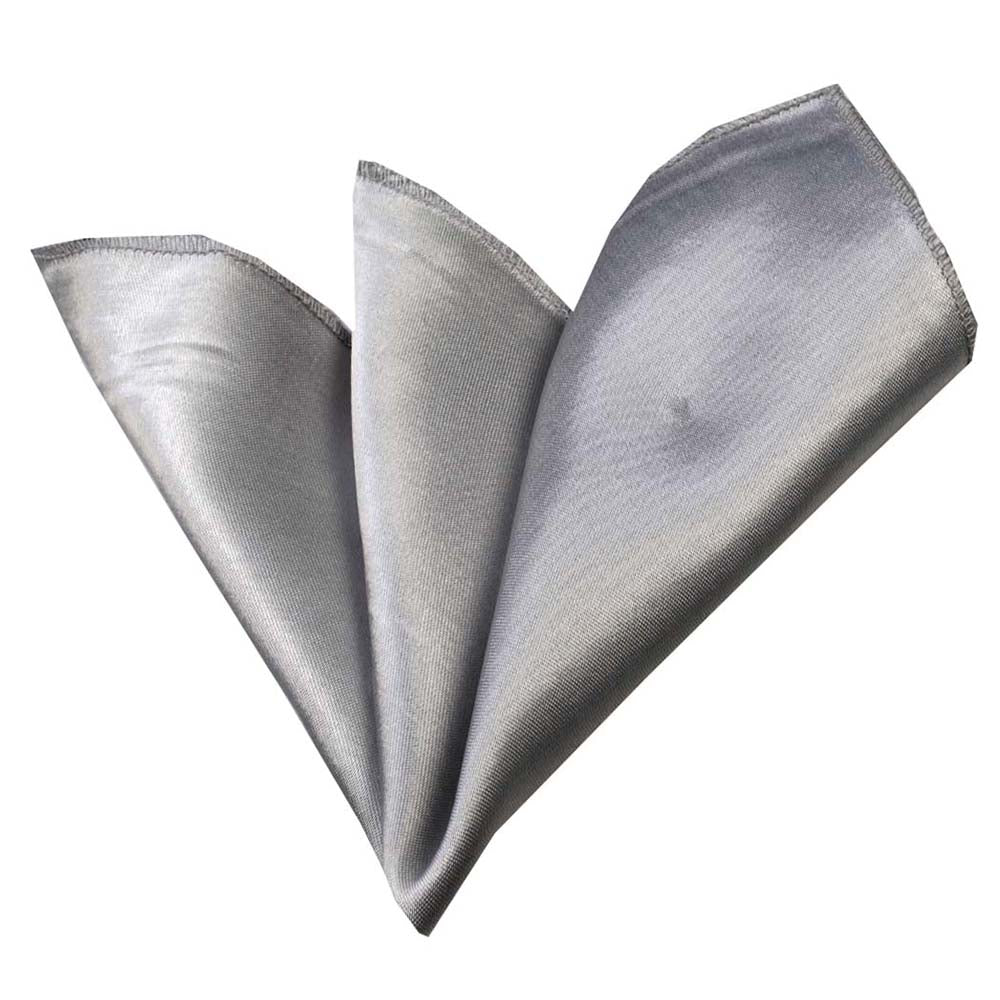 Silver Mens Pocket Square - Premium Silk Handkerchiefs for Suits