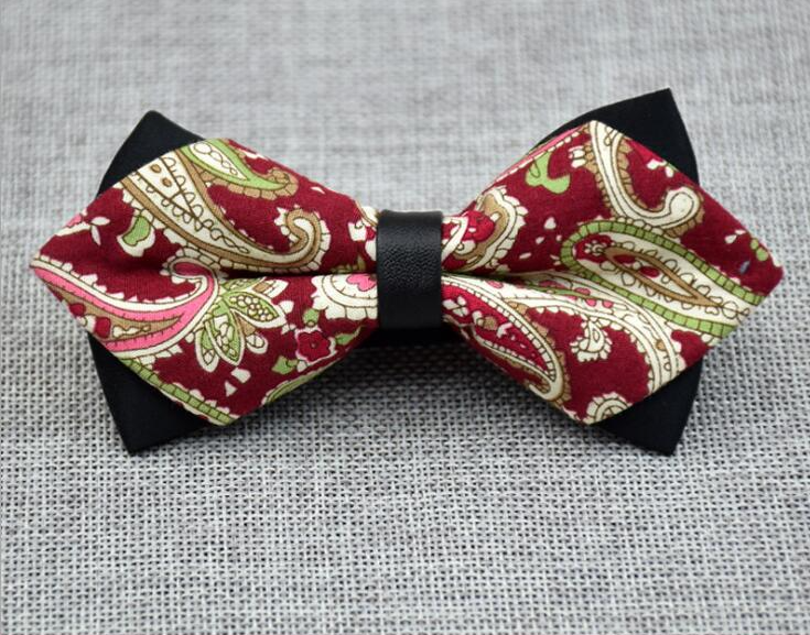 Men's Burgandy Paisley 100% Cotton Pre-Tied Bow Tie