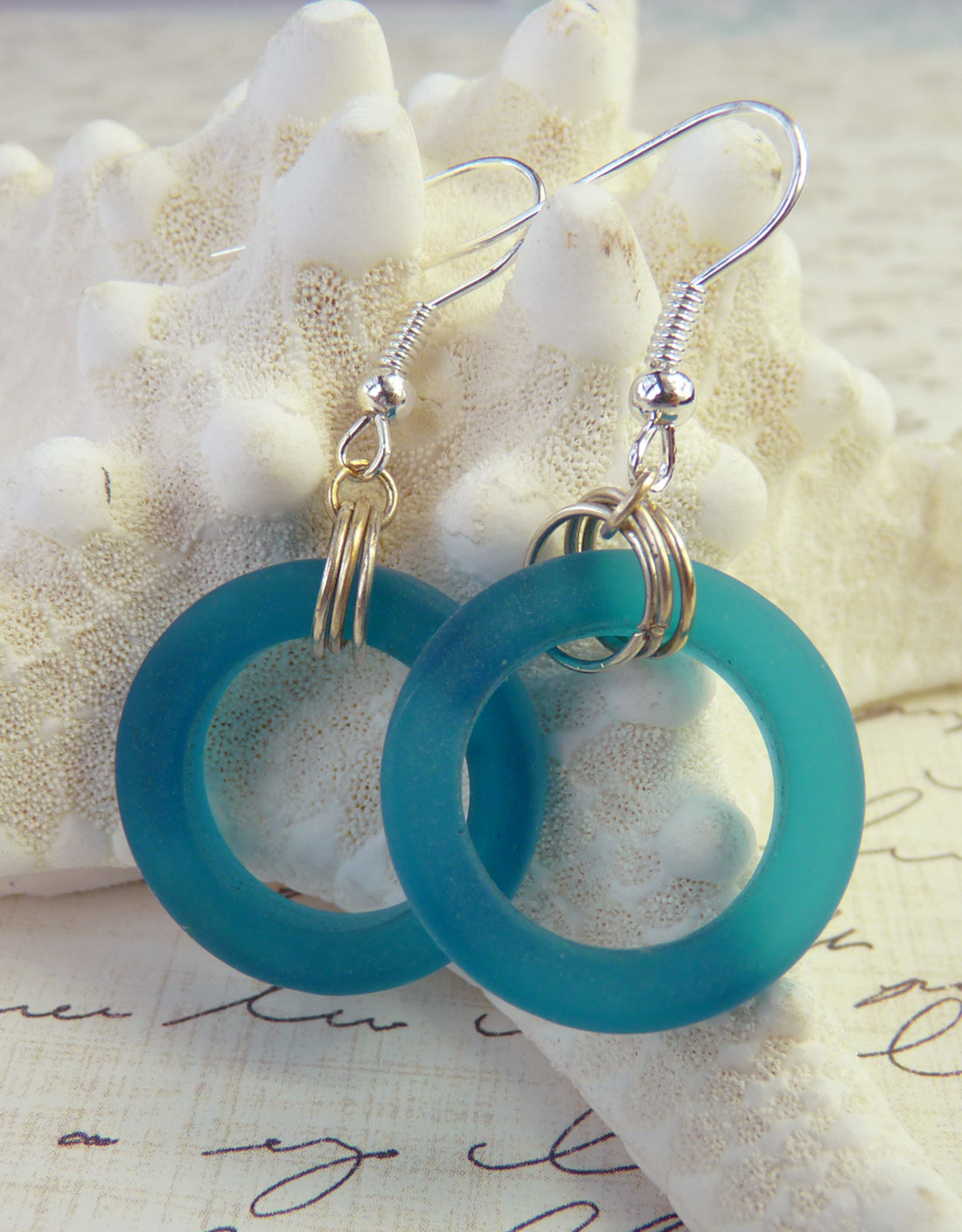 Bottle Hoop  Beach Glass Earrings