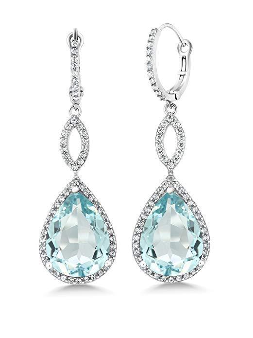 Blue Topaz Pave Teardrop Infinity Drop Embellished with  Crystals in