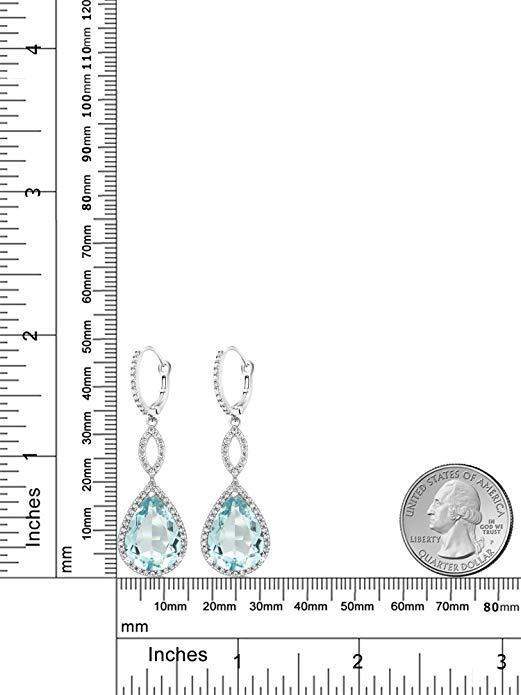 Blue Topaz Pave Teardrop Infinity Drop Embellished with  Crystals in