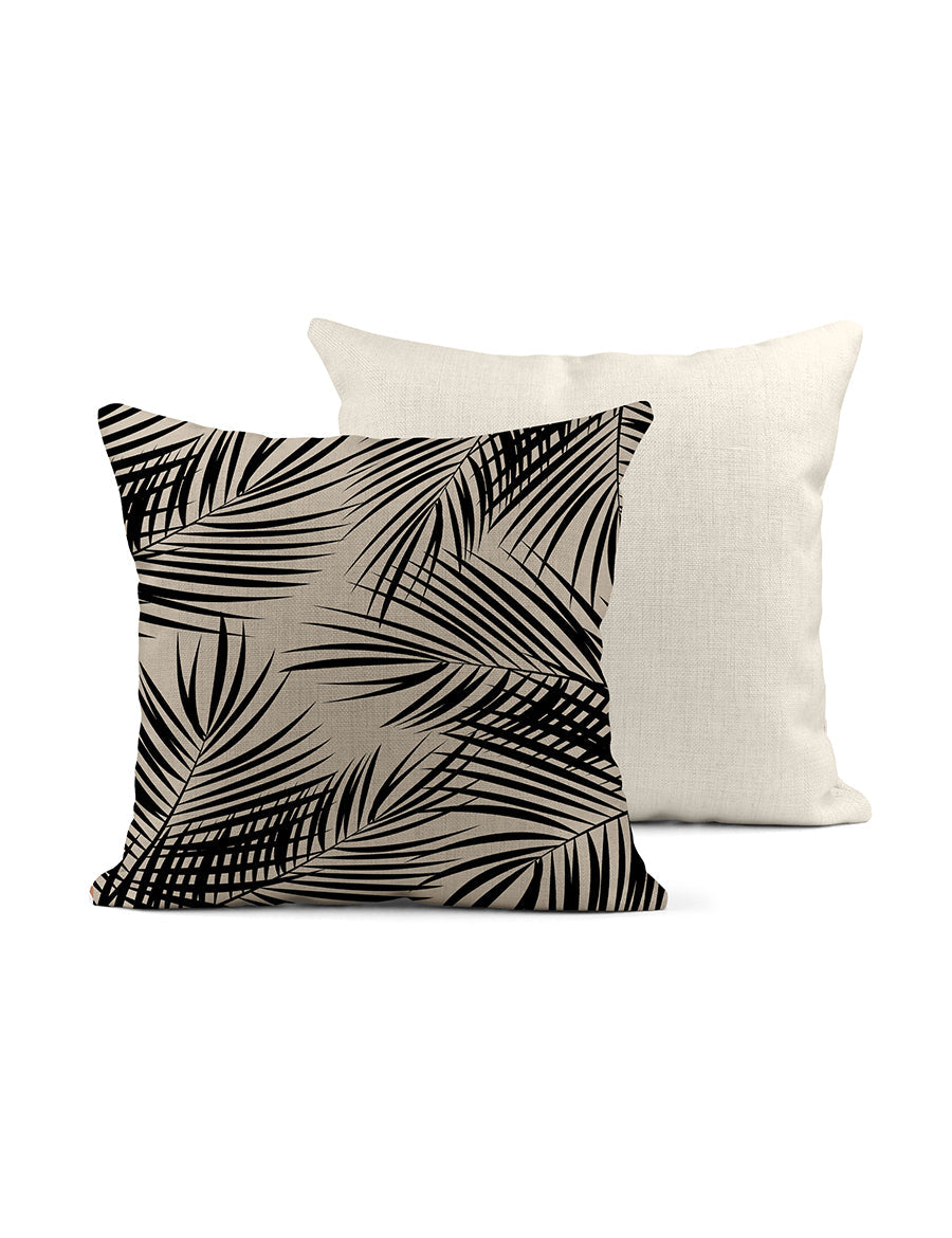 Black and Tan Palm Linen Pillow, Father's Day Gift