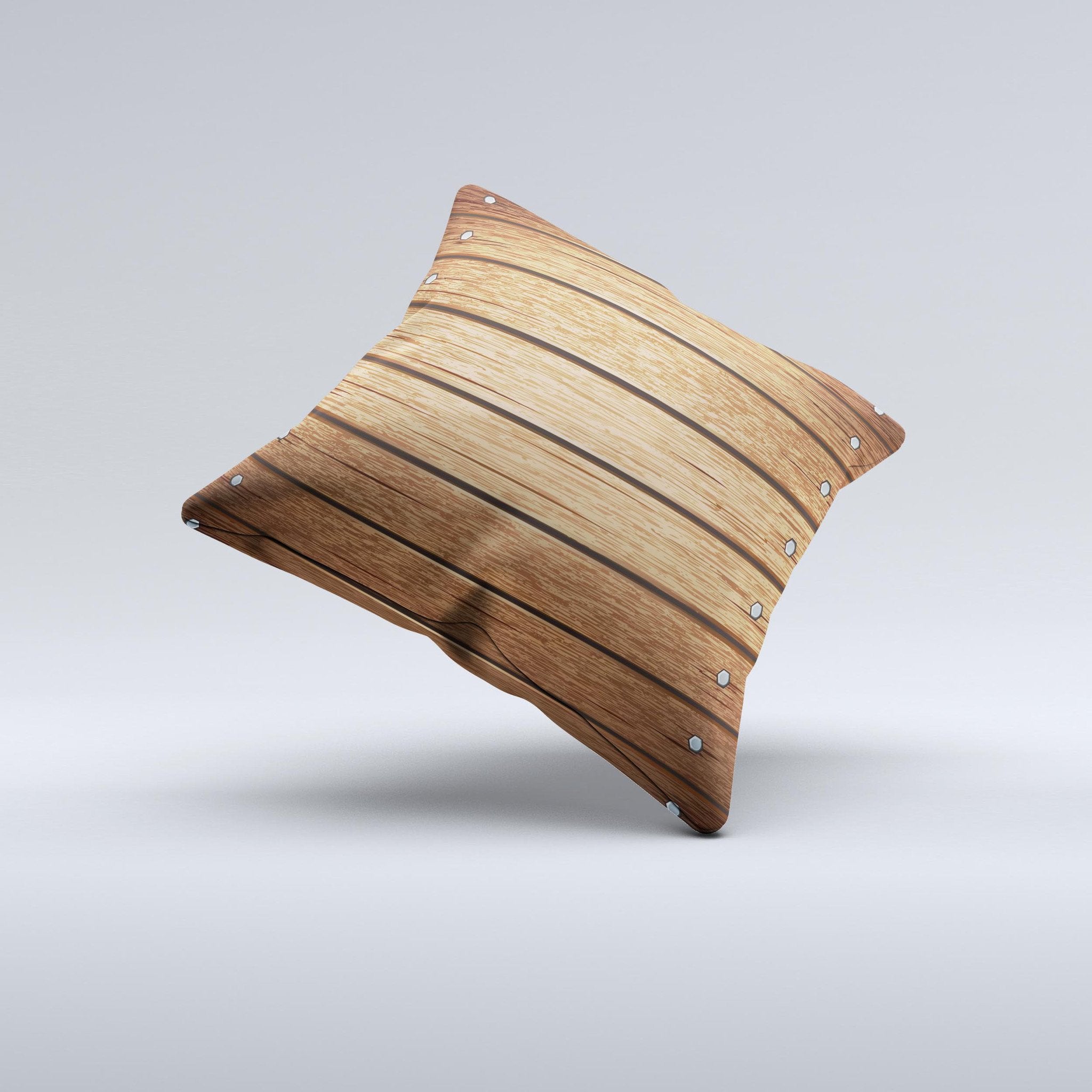 Bolted Wood Planks Ink-Fuzed Decorative Throw Pillow