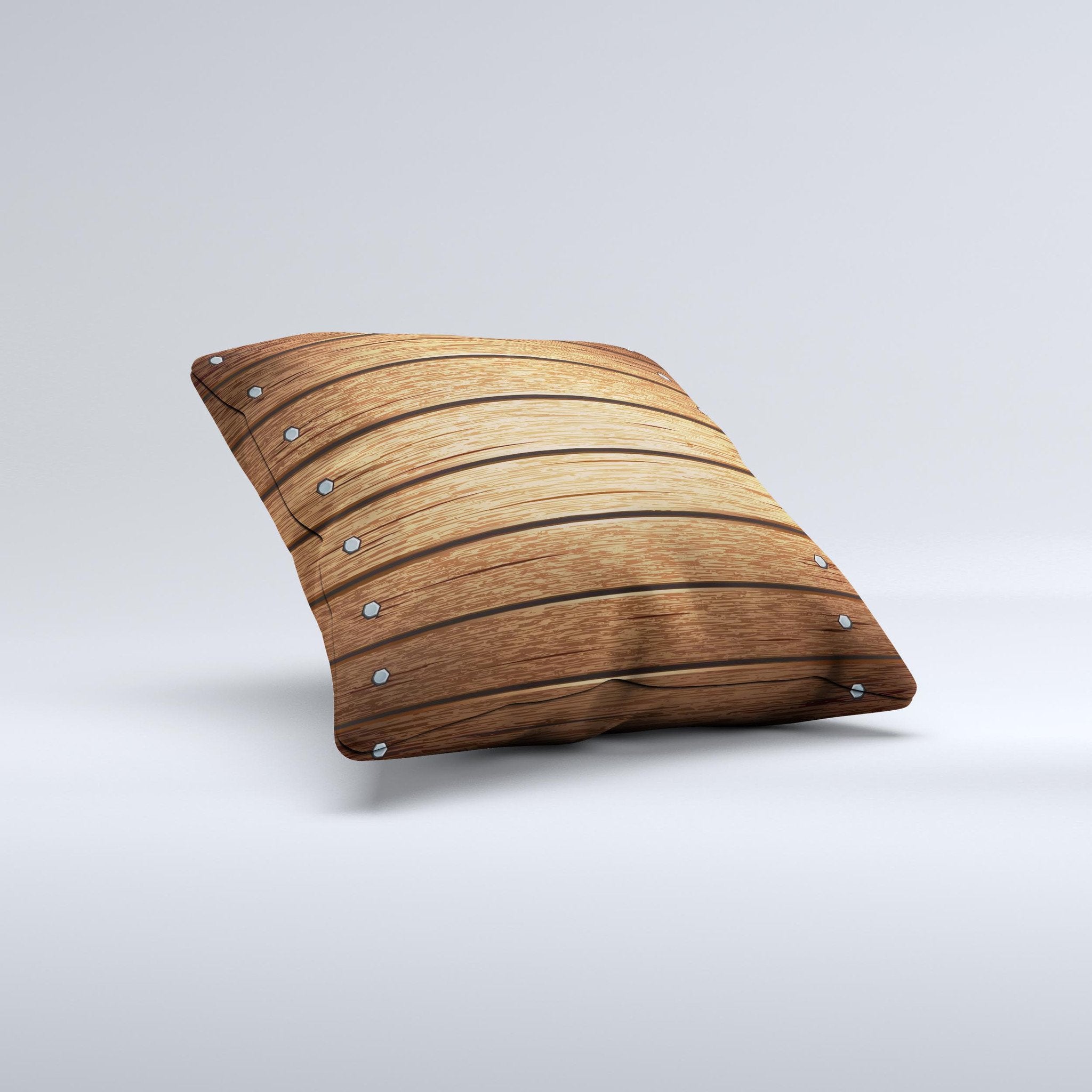 Bolted Wood Planks Ink-Fuzed Decorative Throw Pillow