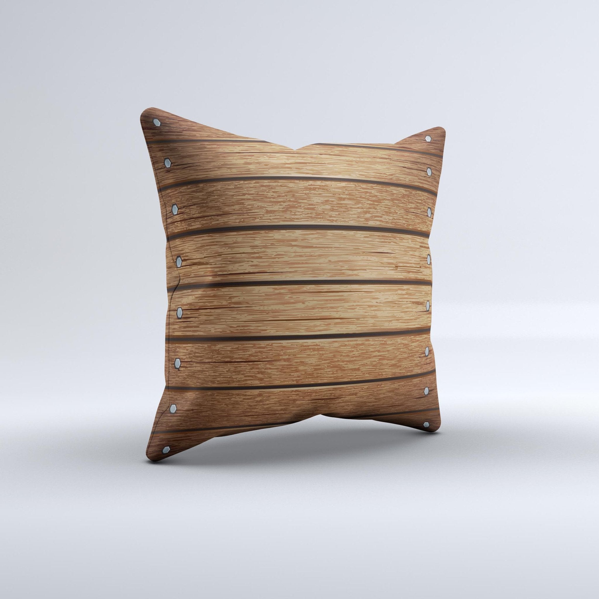 Bolted Wood Planks Ink-Fuzed Decorative Throw Pillow