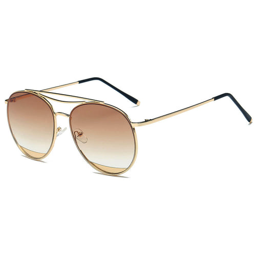 LOWELL | Unisex Round Double Brow Bar Aviator Style Sunglasses