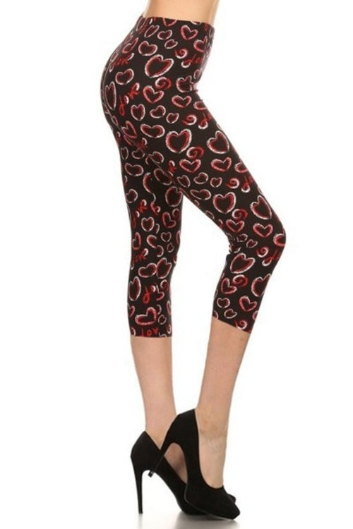 Multi-color Print, Cropped Capri Leggings In A Fitted Style With A