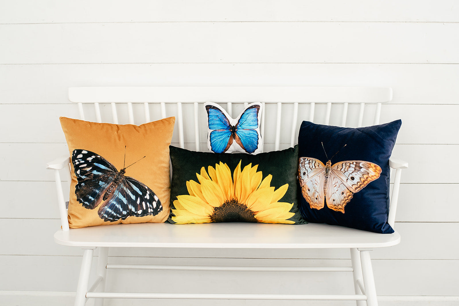 Golden Velvet Butterfly Pillow, Father's Day Gift, Boho Throw Pillow