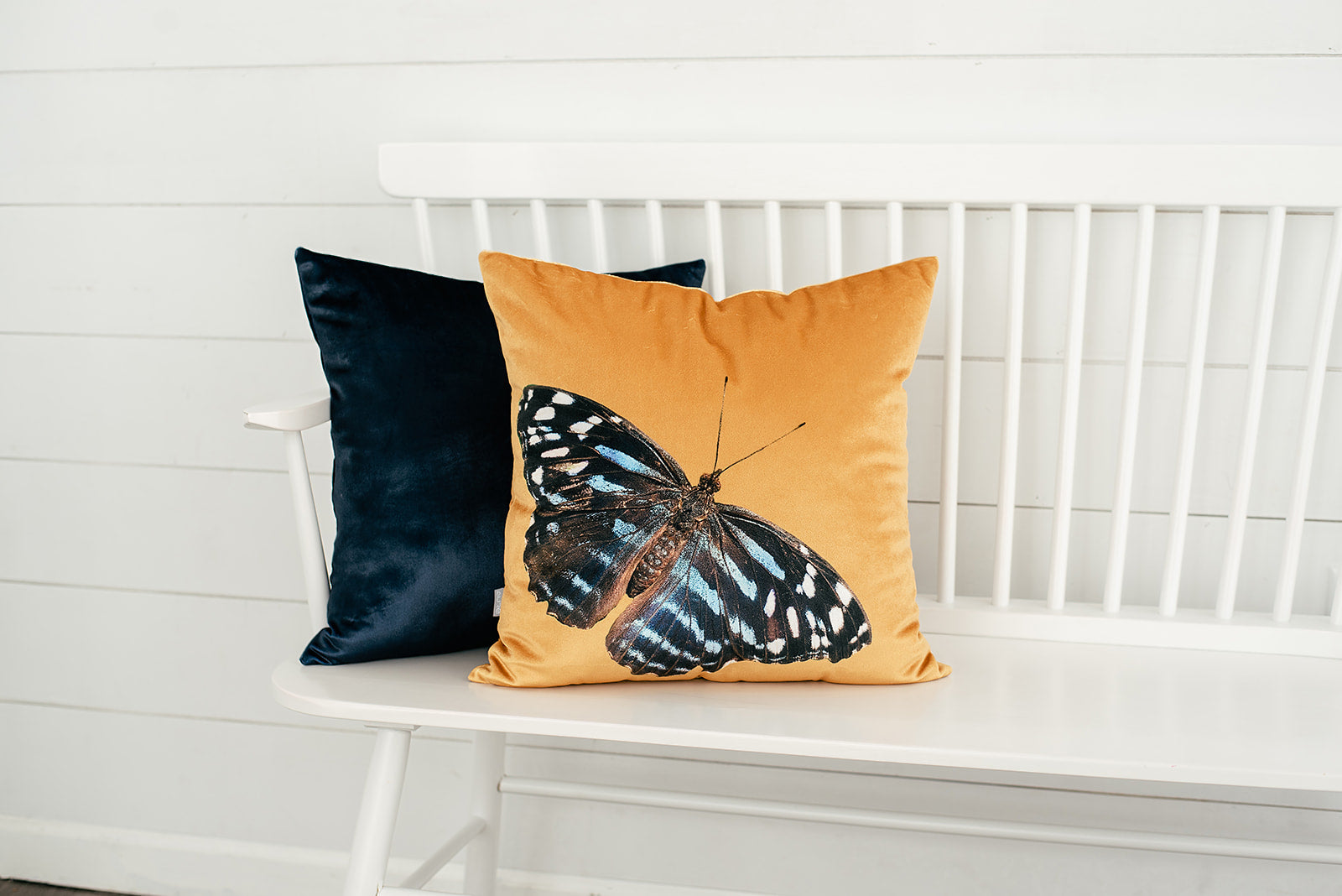 Golden Velvet Butterfly Pillow, Father's Day Gift, Boho Throw Pillow