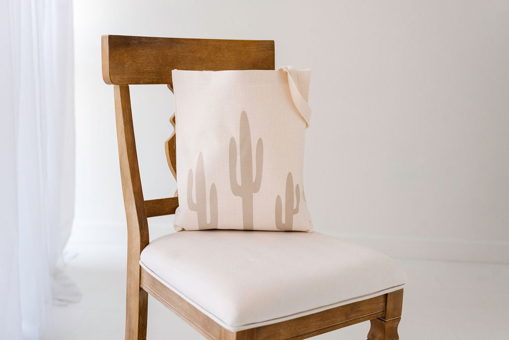 Sage Saguaro Linen Tote Bag, Mother's Day Gift