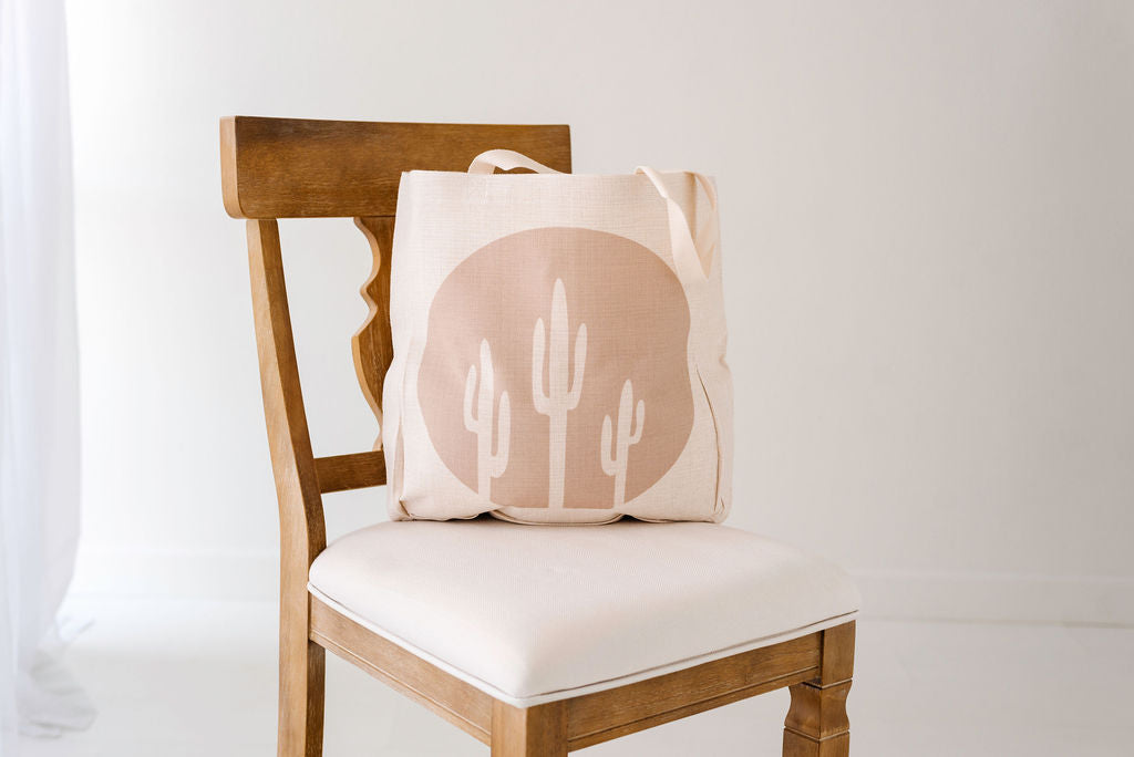 Taupe Saguaro Large Tote Bag, Mother's Day Gift