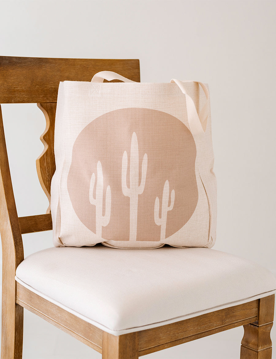 Taupe Saguaro Large Tote Bag, Mother's Day Gift