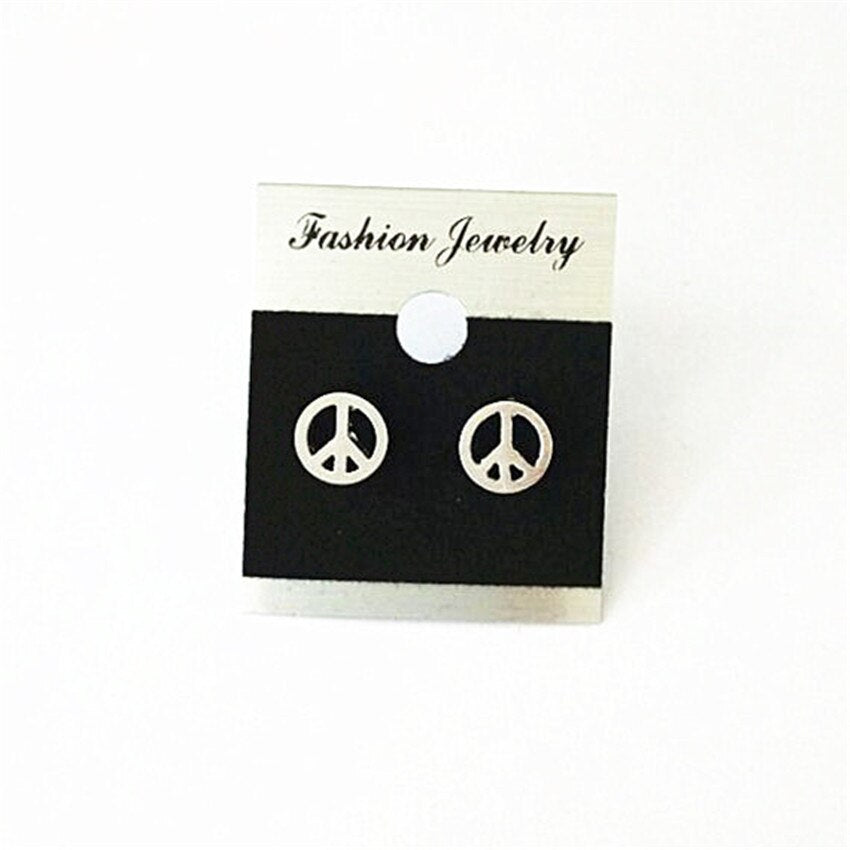 Classic Small Round Peace Sign Earrings Baby Girls