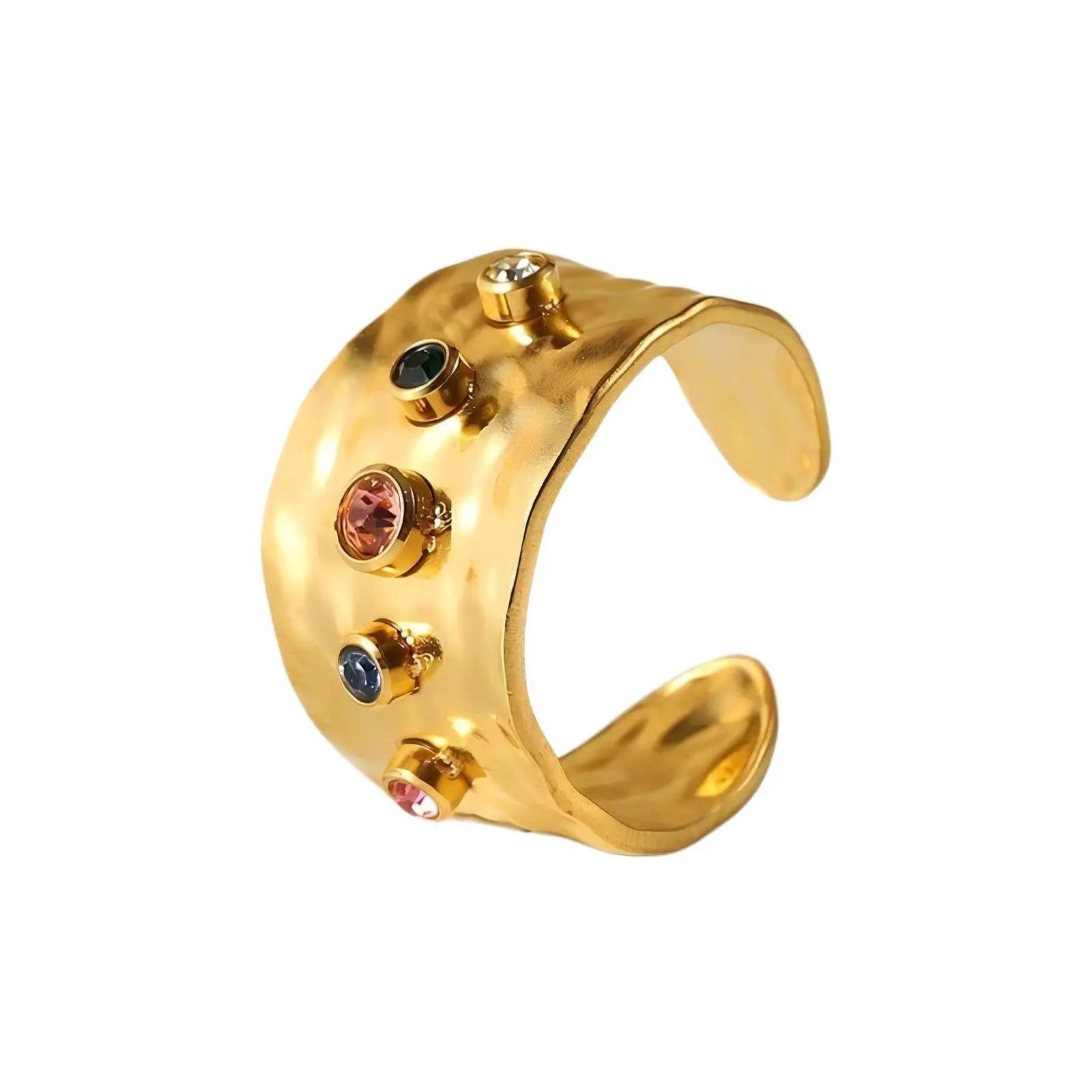 Cleo 18k Gold Plated Stainless Steel Adjustable Women's Ring