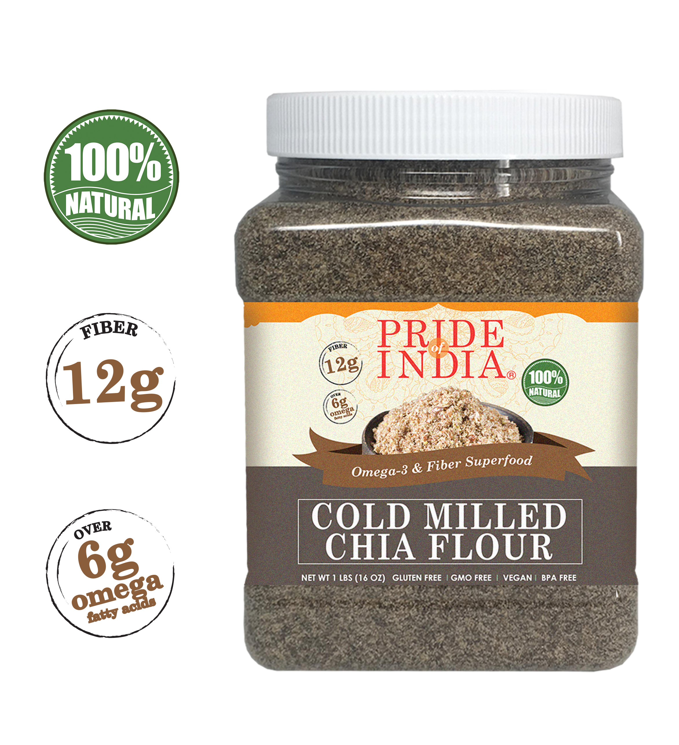 Cold Milled Raw Chia Ground - Omega-3 & Fiber Superfood Jar